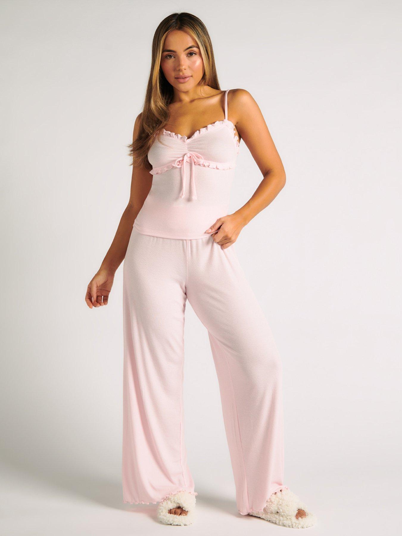 boux-avenue-boux-avenue-ribbed-frill-cami-amp-pant-pyjama-set-pink