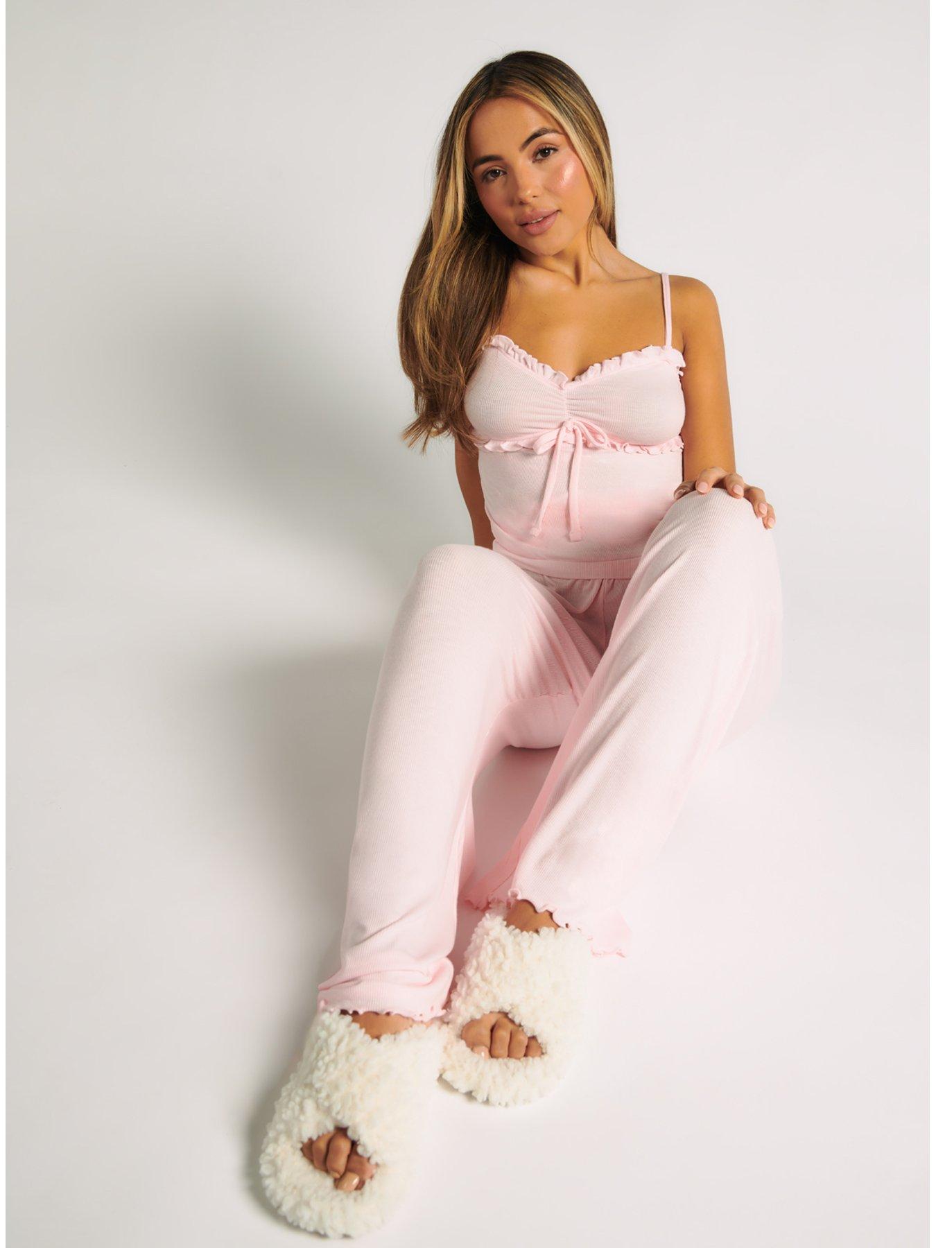 boux-avenue-boux-avenue-ribbed-frill-cami-amp-pant-pyjama-set-pinkdetail