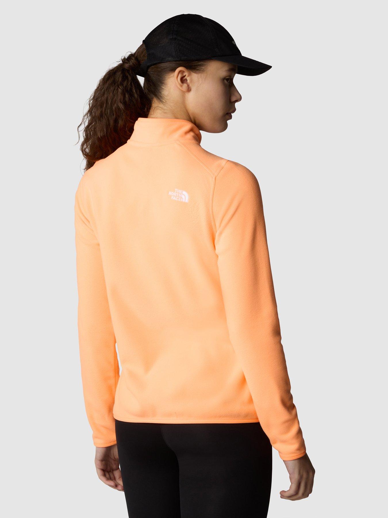 the-north-face-womens-100-glacier-14-zip-top-orangestillFront