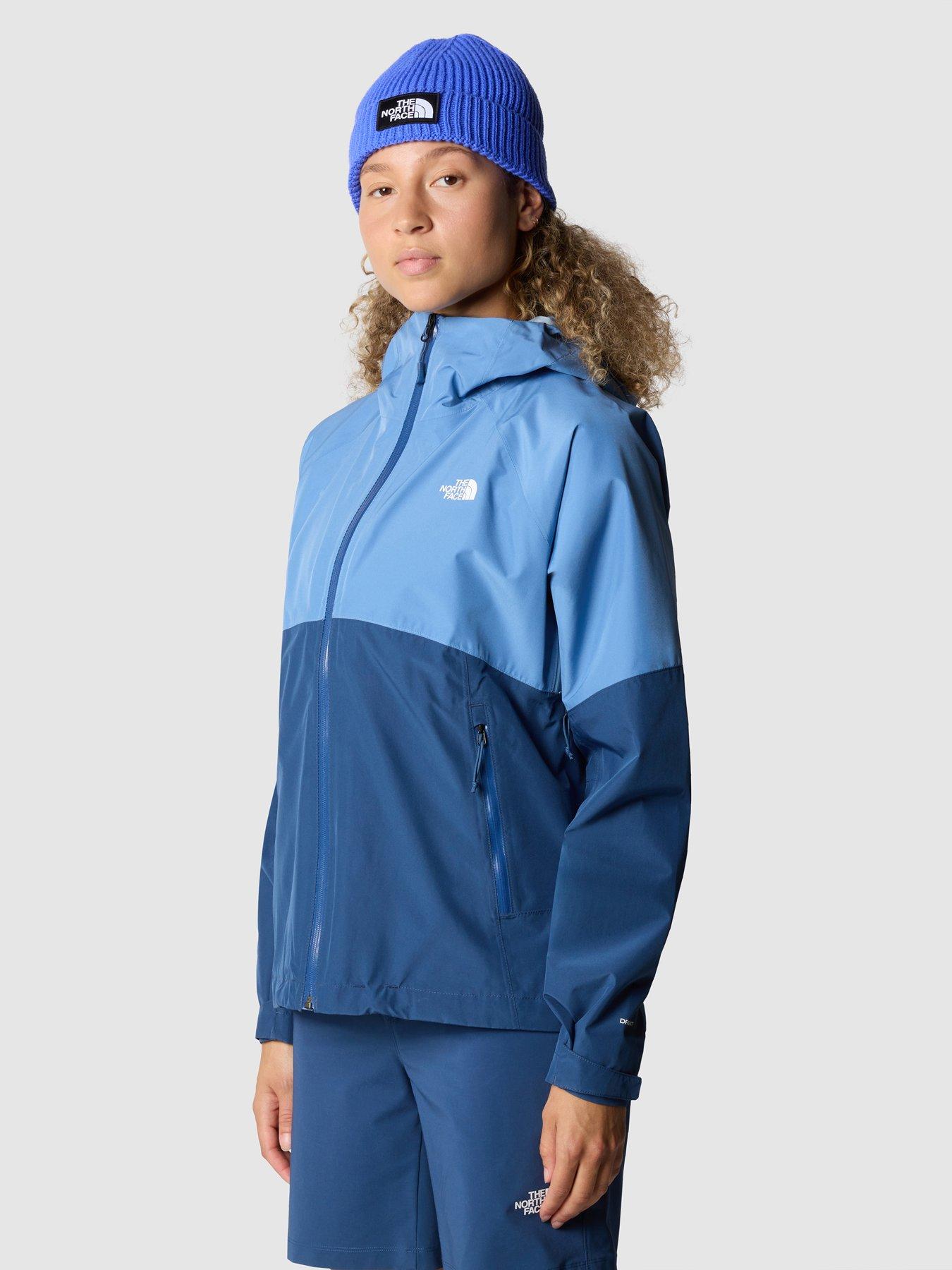 North Face Rain jacket hooded Small blue detachable hood sleeve pockets