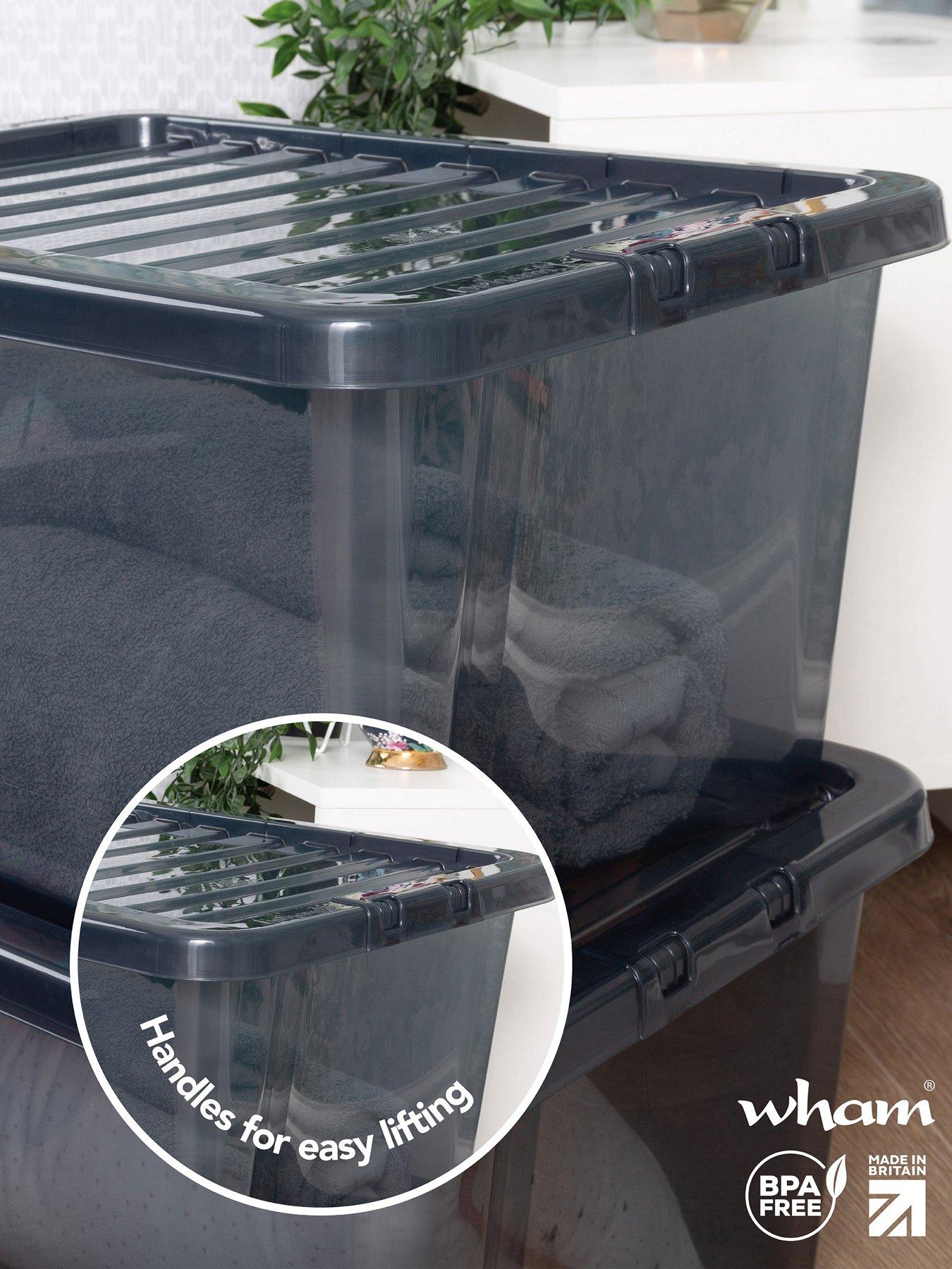 Image 4 of 6 of Wham Set of 3 Black Plastic Storage Boxes &ndash; 28 litres each