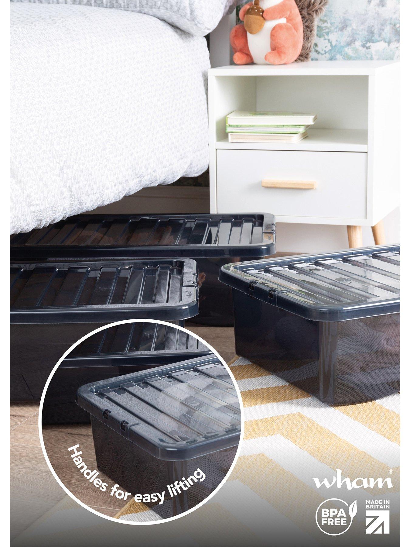 Image 3 of 6 of Wham Set of 3 Black Plastic Underbed Storage Boxes &ndash; 32 litres each