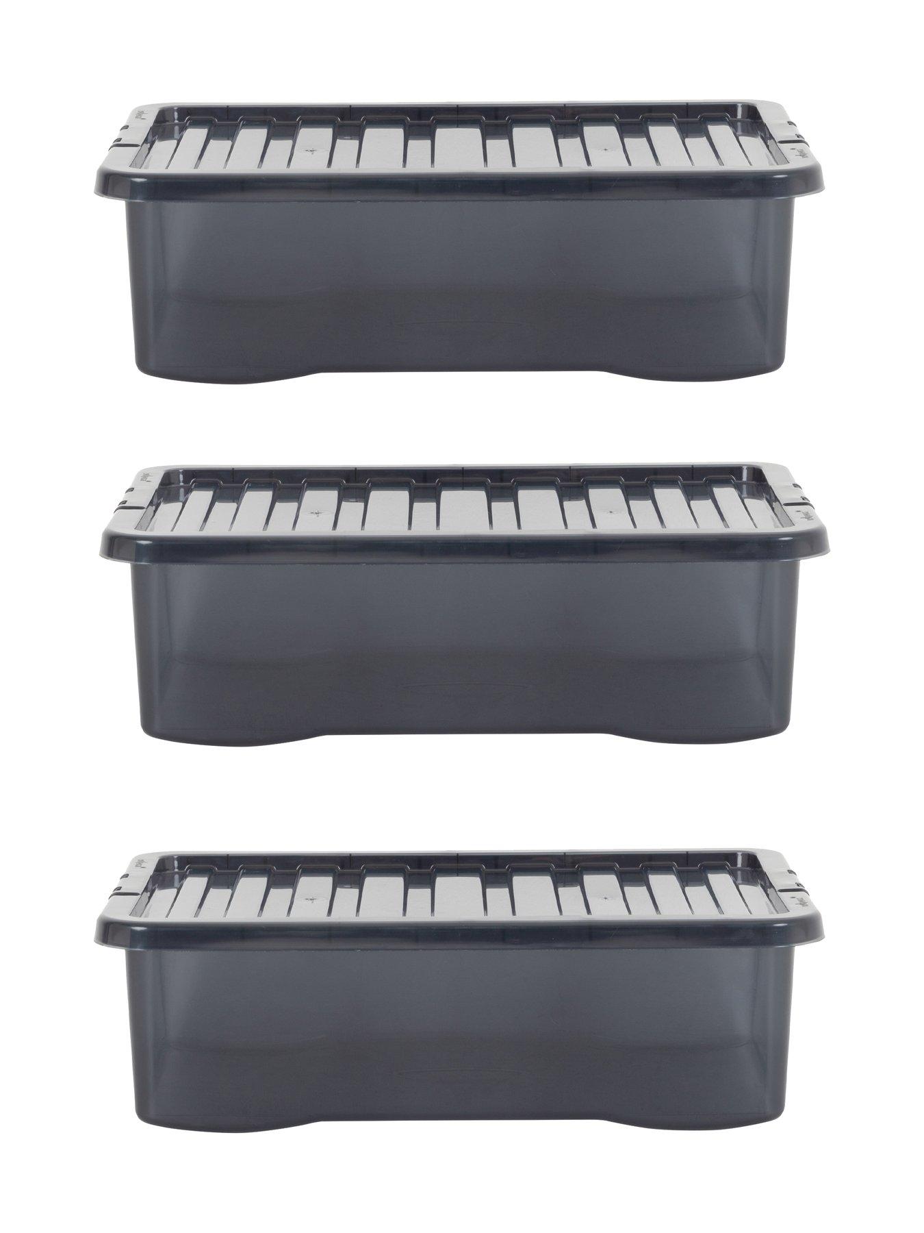 Image 5 of 6 of Wham Set of 3 Black Plastic Underbed Storage Boxes &ndash; 32 litres each