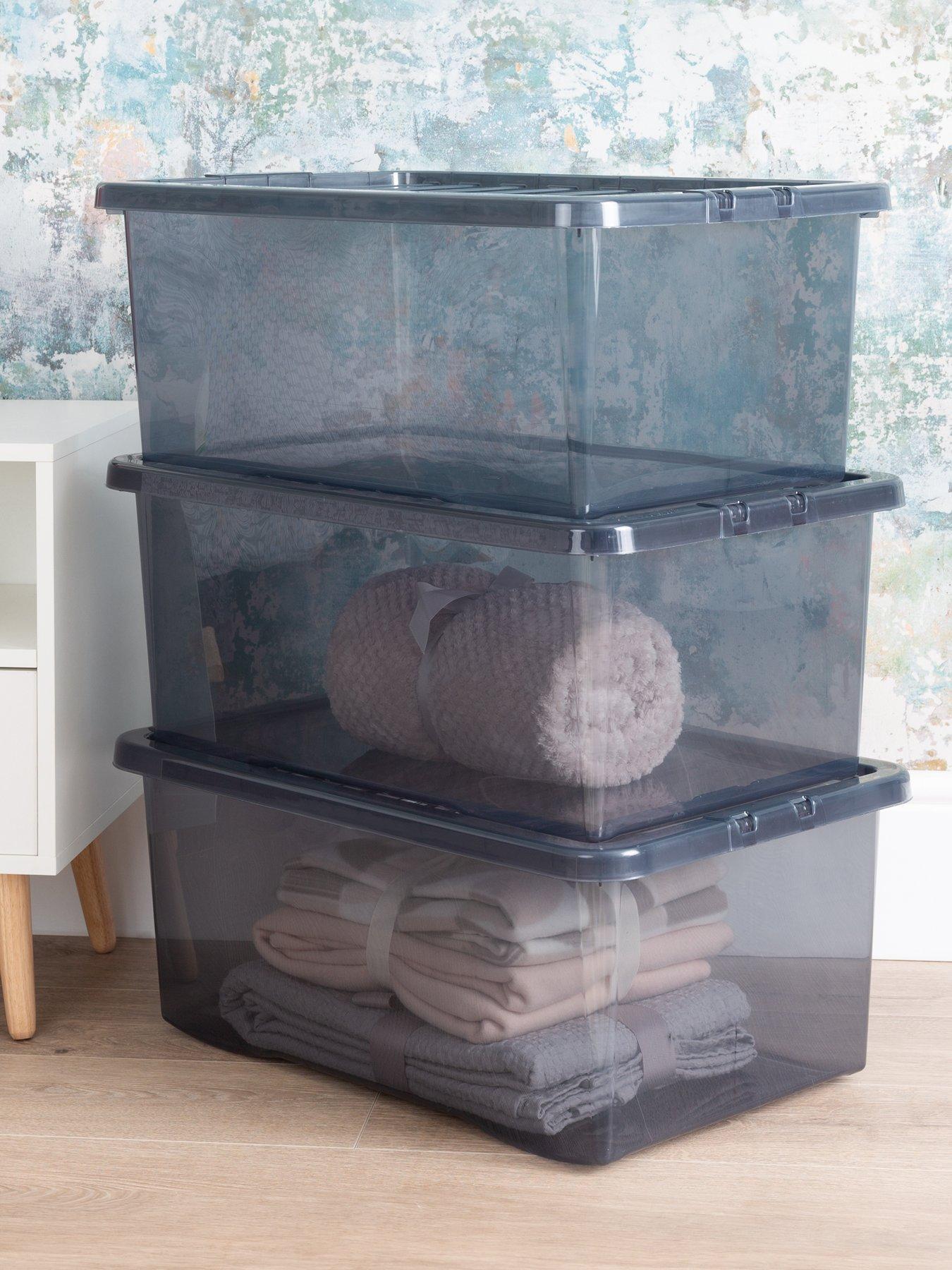 Image 1 of 5 of Wham Set of 3 Black Storage Boxes &ndash; 45-litre capacity