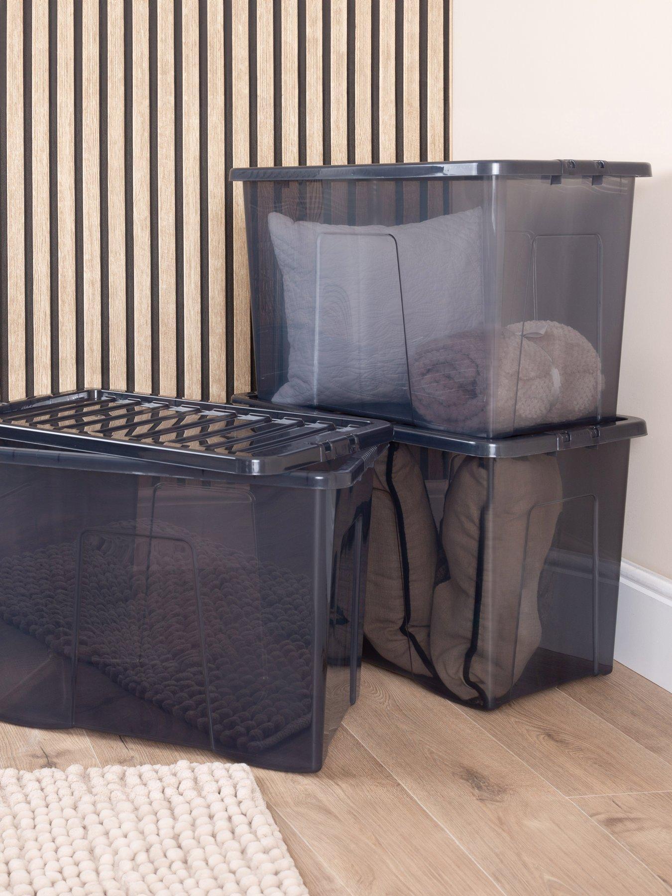 Image 1 of 5 of Wham Set of 3 Plastic Storage Boxes in Black &ndash; 80-litre capacity