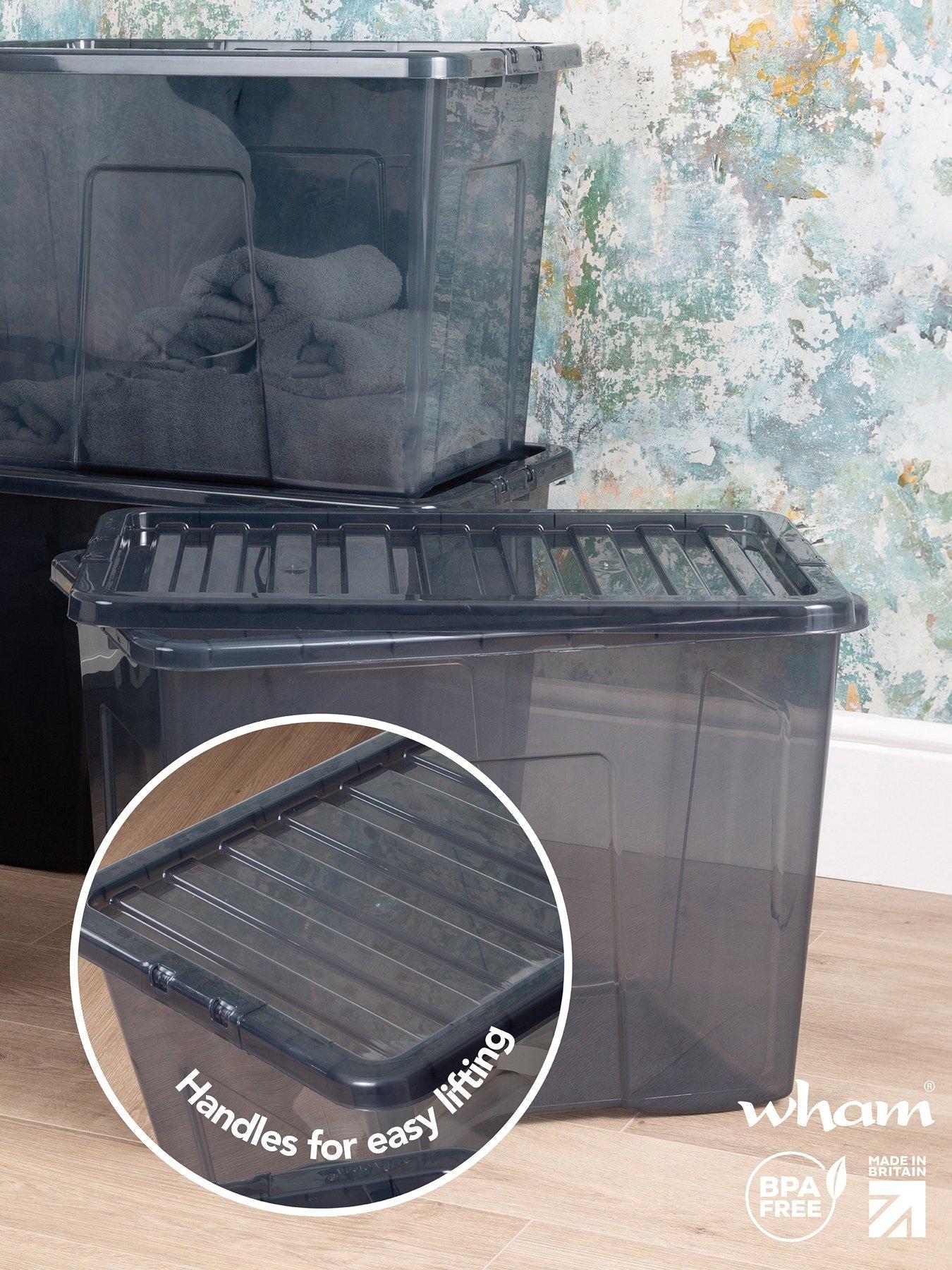 Image 3 of 5 of Wham Set of 3 Plastic Storage Boxes in Black &ndash; 80-litre capacity