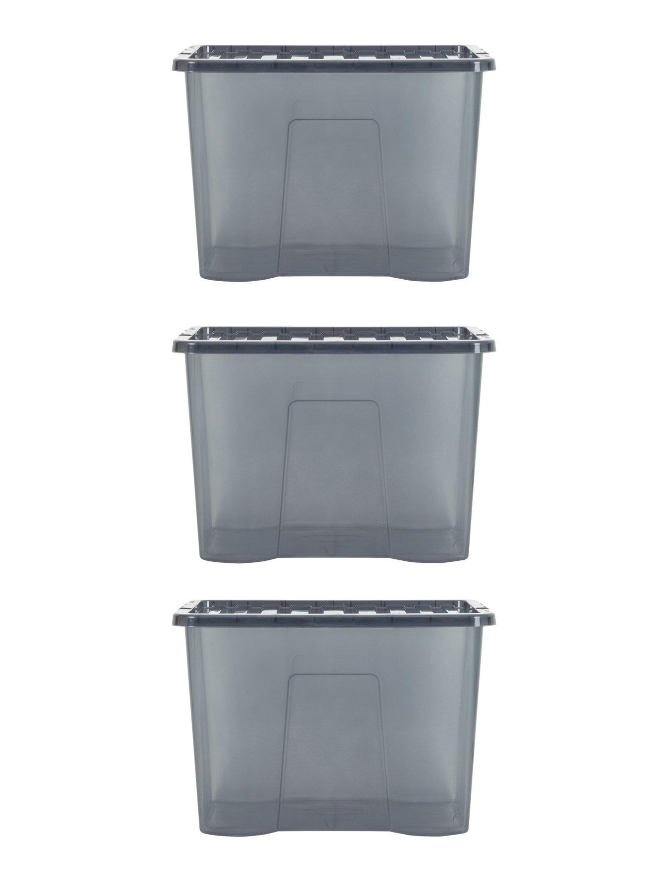 Image 4 of 5 of Wham Set of 3 Plastic Storage Boxes in Black &ndash; 80-litre capacity