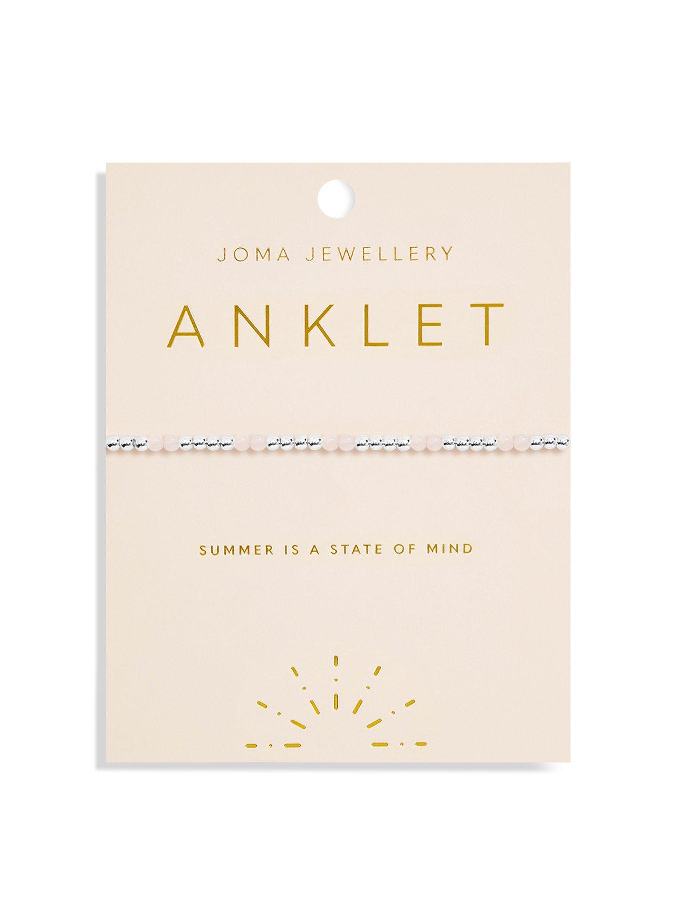 Image of Joma Jewellery Rose Quartz Anklet In Silver Plating