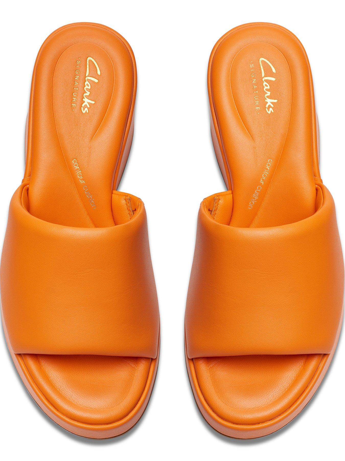 Clarks Clarks Manon Glide Leather Wedged Sandals Orange Very Ireland