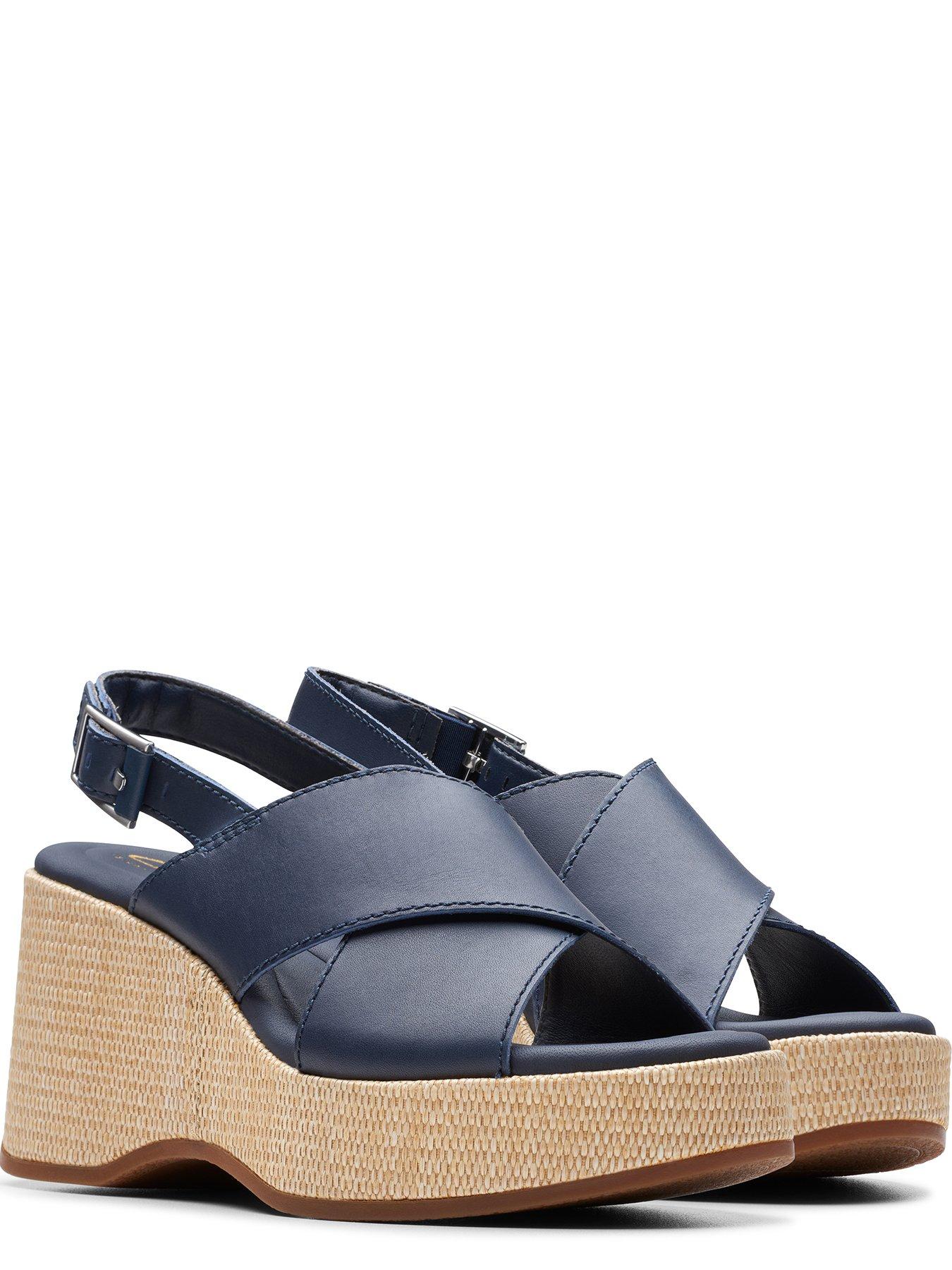 Clarks navy wedge best sale