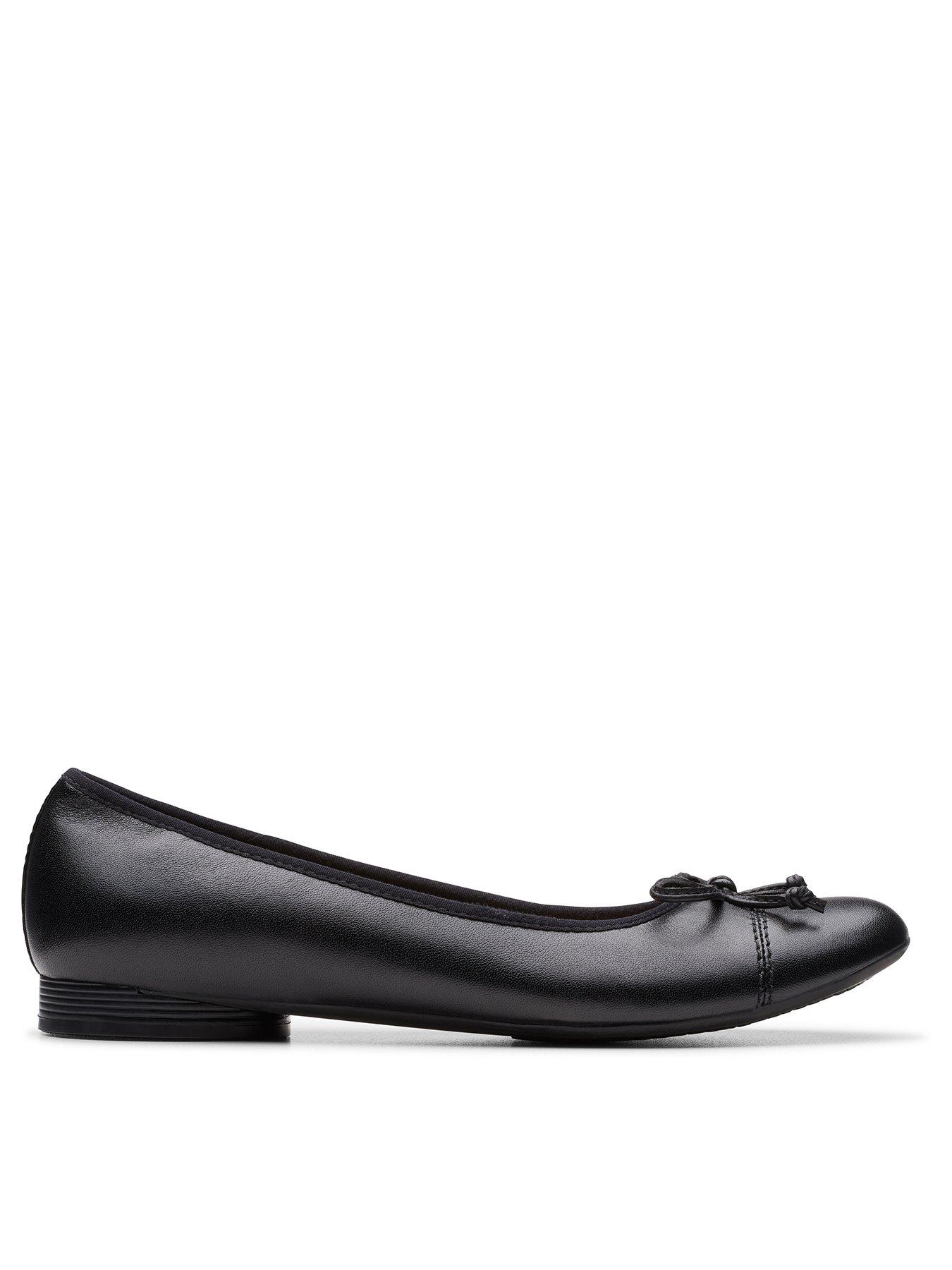 Image 1 of 7 of Clarks Clarks Loreleigh Rae Leather Bow Front Ballerina - Black