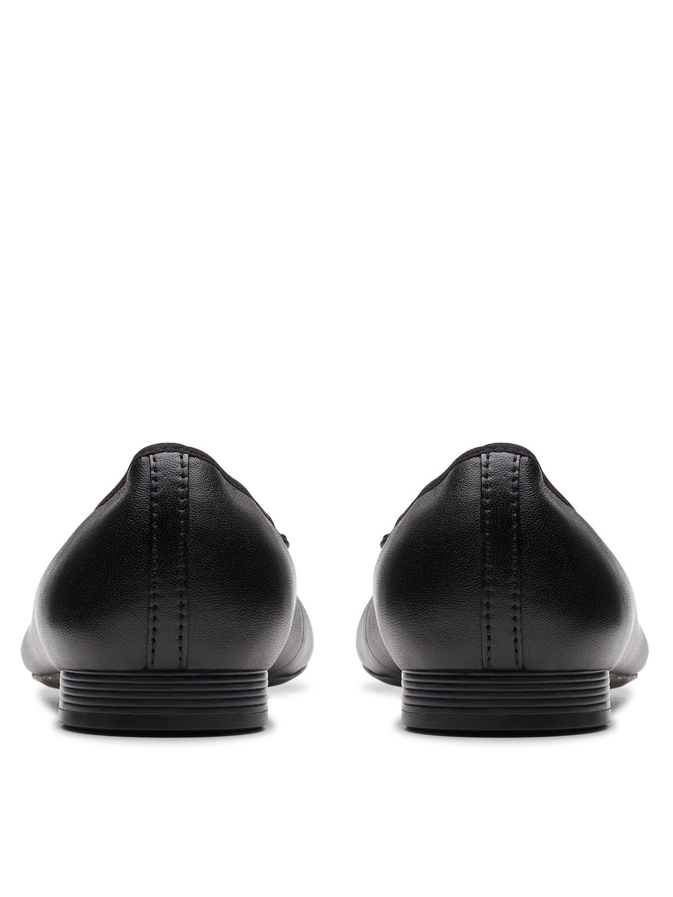 Image 3 of 7 of Clarks Womens Wide Fit Loreleigh Rae Leather Bow Ballet Pumps - Black