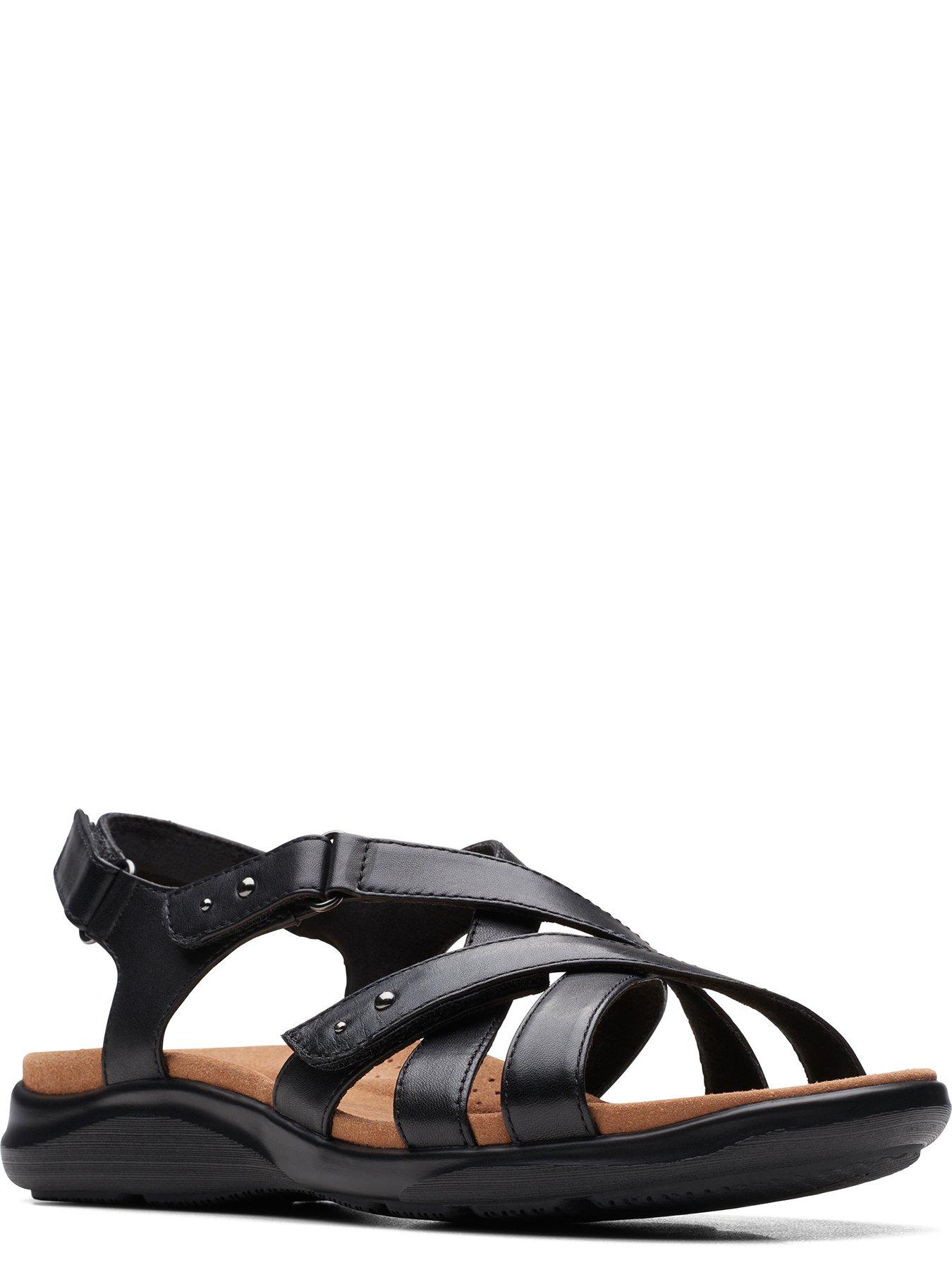 clarks-kitly-go-flat-leather-strappy-sandals-blackstillFront