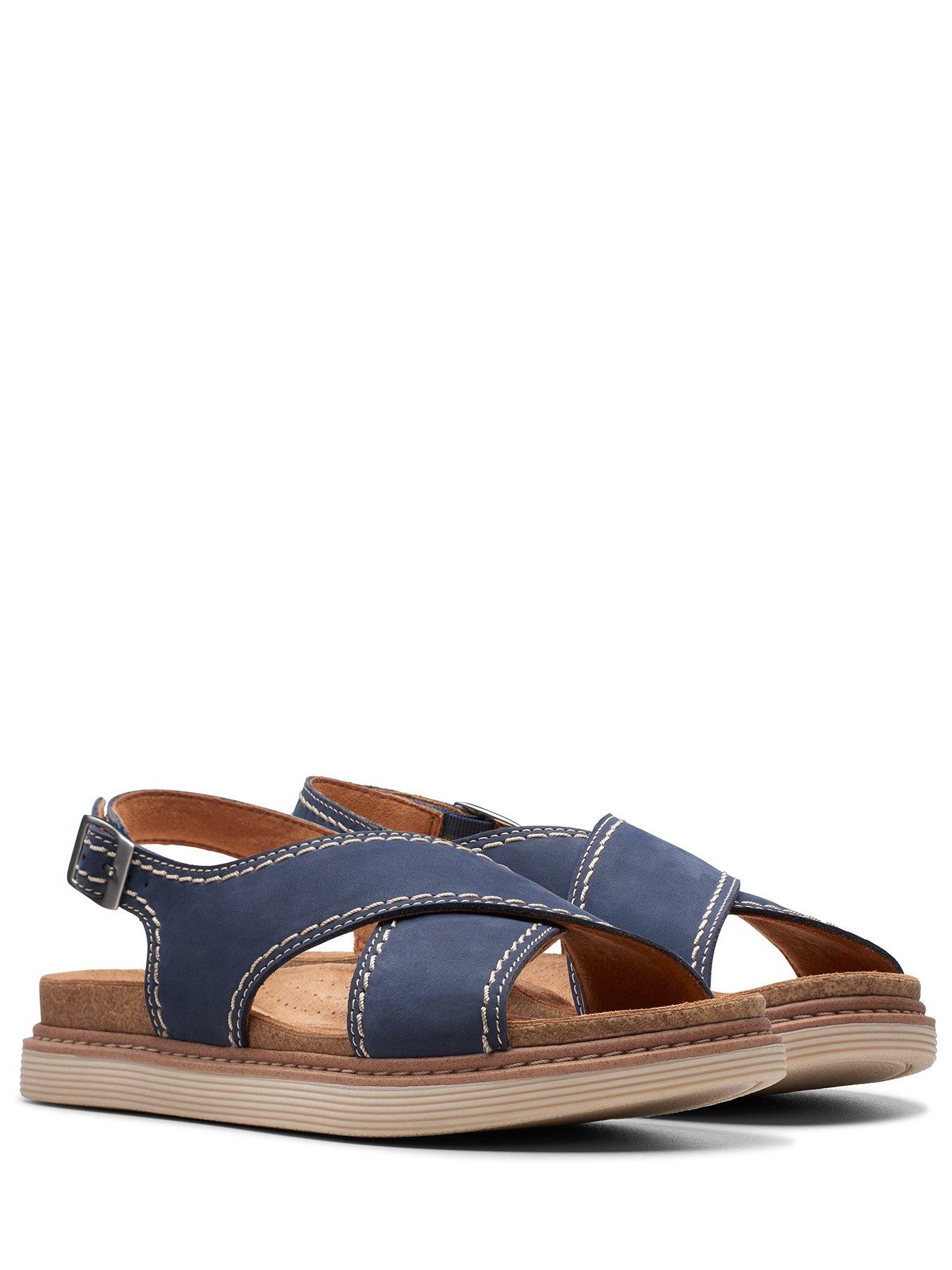 clarks-clarks-arwell-sling-wide-fitting-nubuck-cross-front-sandals-navystillFront