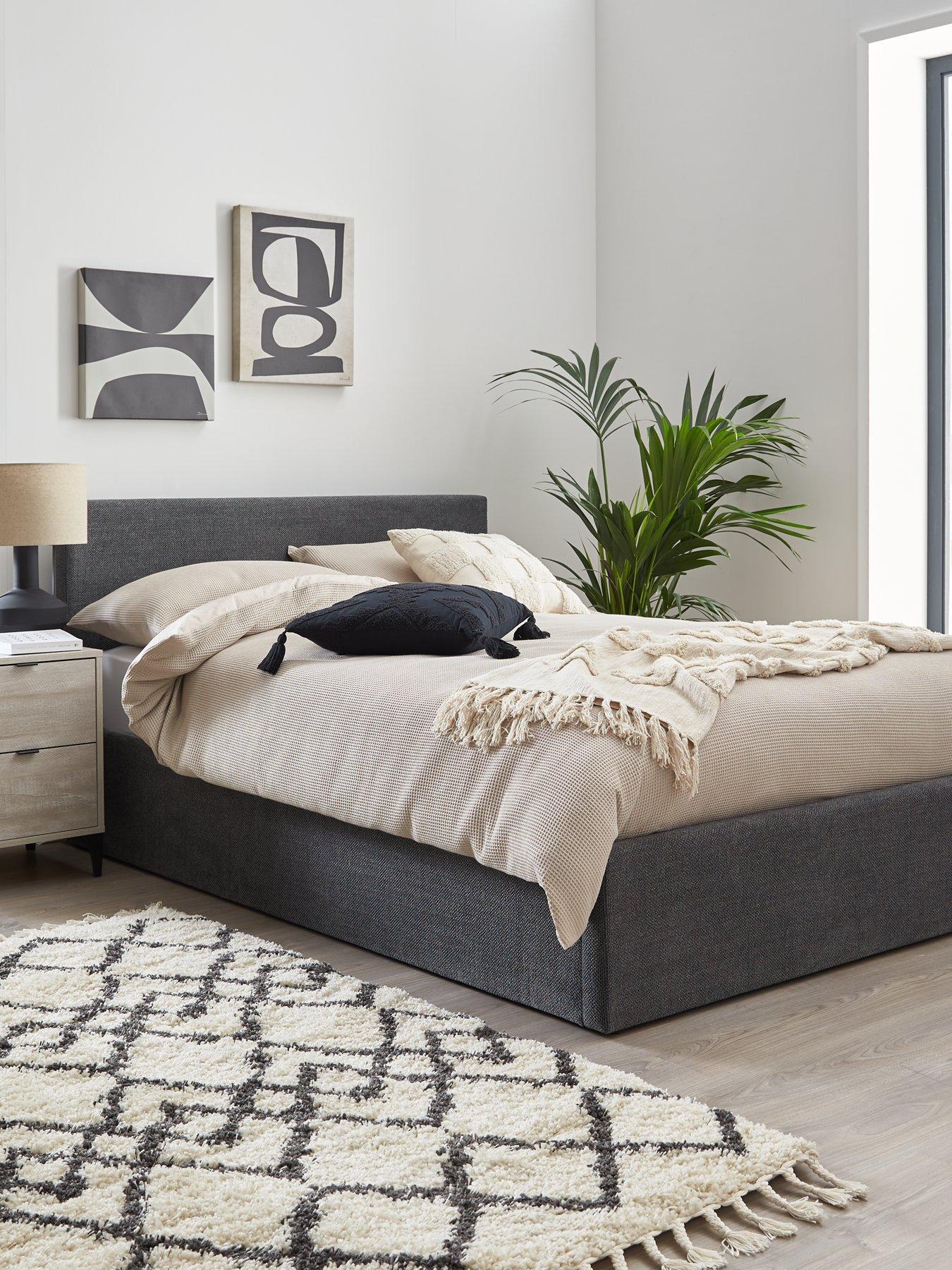 Image of Very Home Porto End Lift Up Storage Ottoman Bed with Mattress Options (Buy  &  SAVE!) - Dark Grey - FSC® Certified