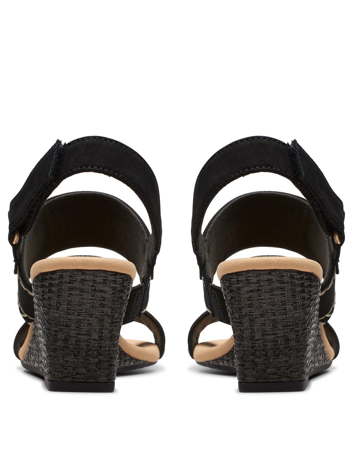 clarks-clarks-kyarra-rose-leather-wedged-heel-sandals-blackback