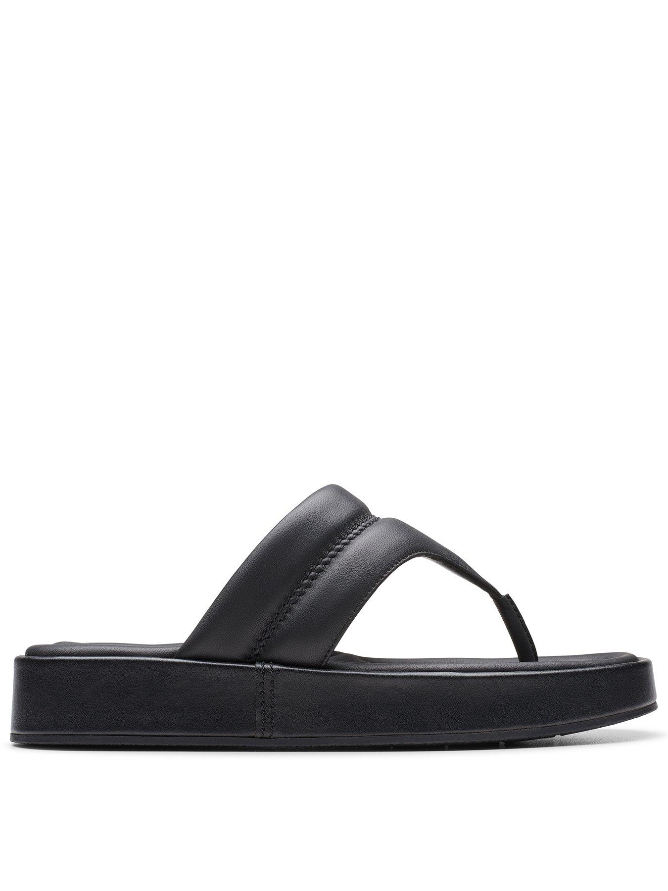 clarks-clarks-alda-walk-toe-post-leather-sandals-black