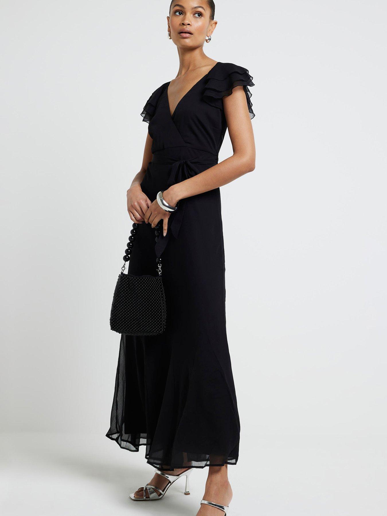 Chiffon maxi dress with sleeves clearance