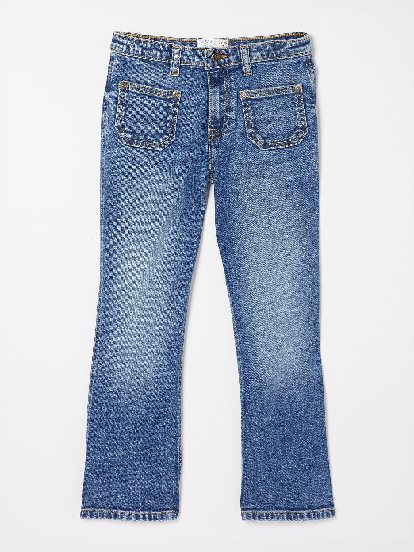 River Island Girls Ripped Flare Jeans - Blue