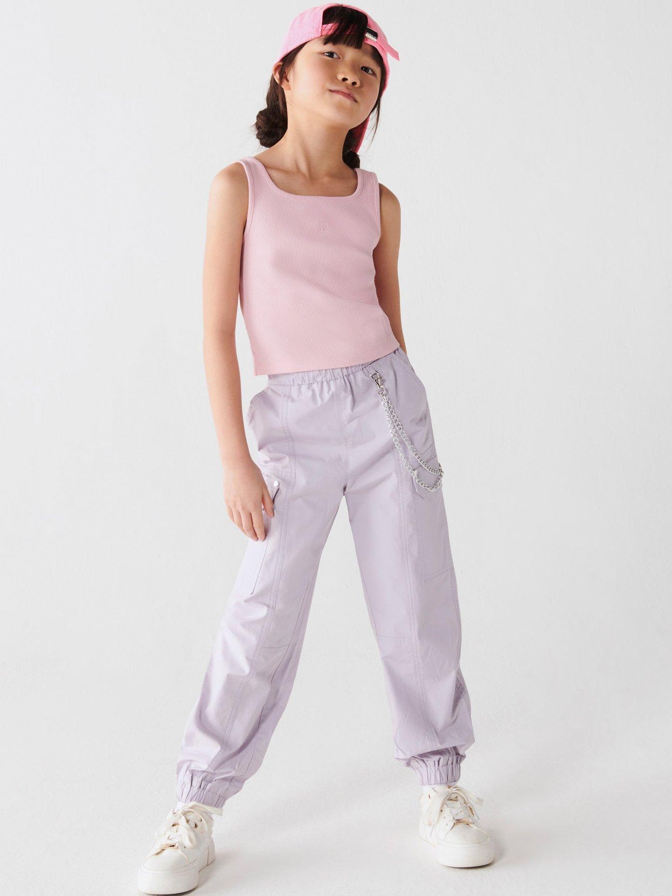 river-island-girls-papertouch-chain-cargo-trousers-purplefront