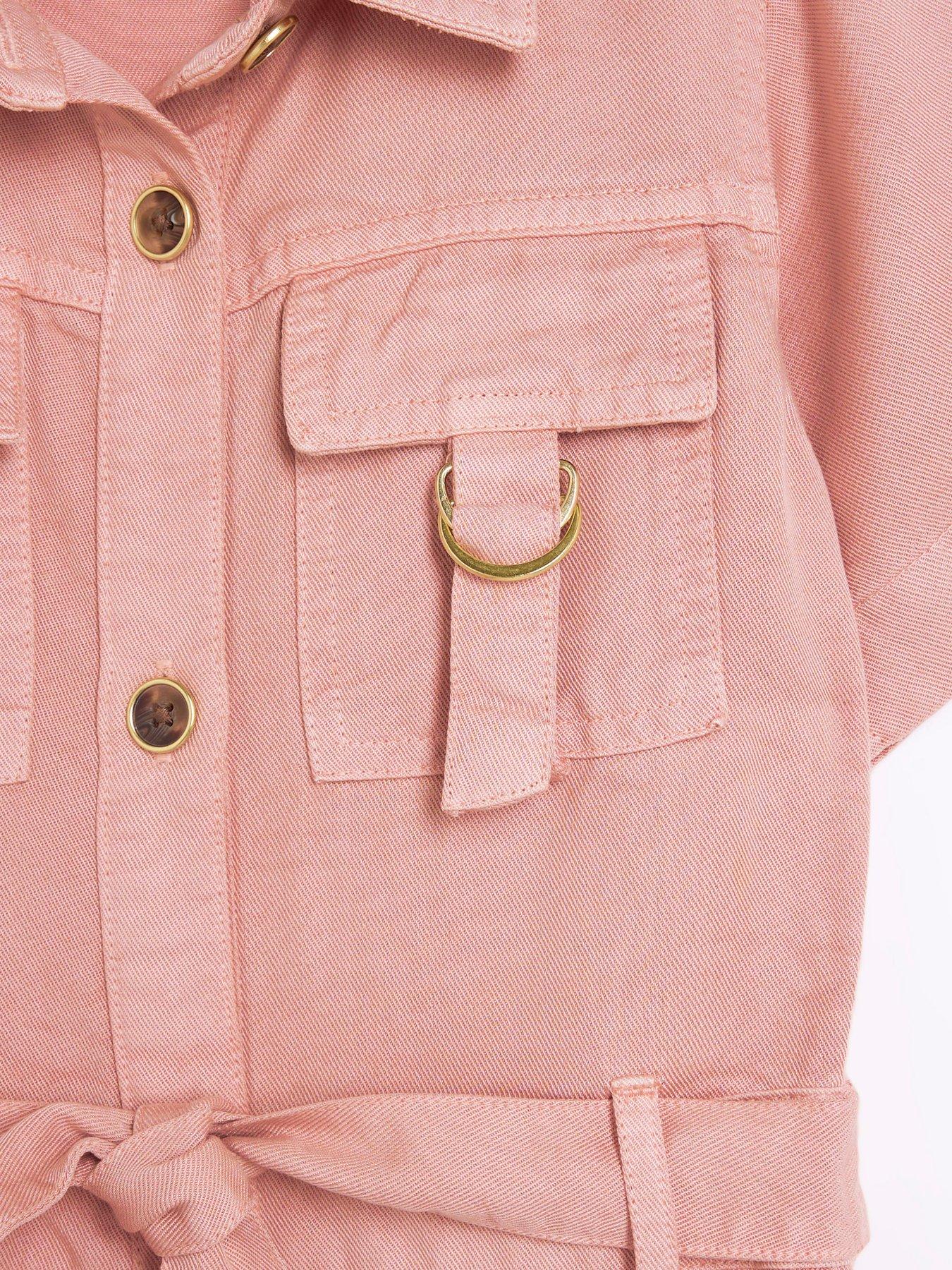 kin kin pink denim shirt dress DENIM SHORT SLEEVE SHIRT DRESS