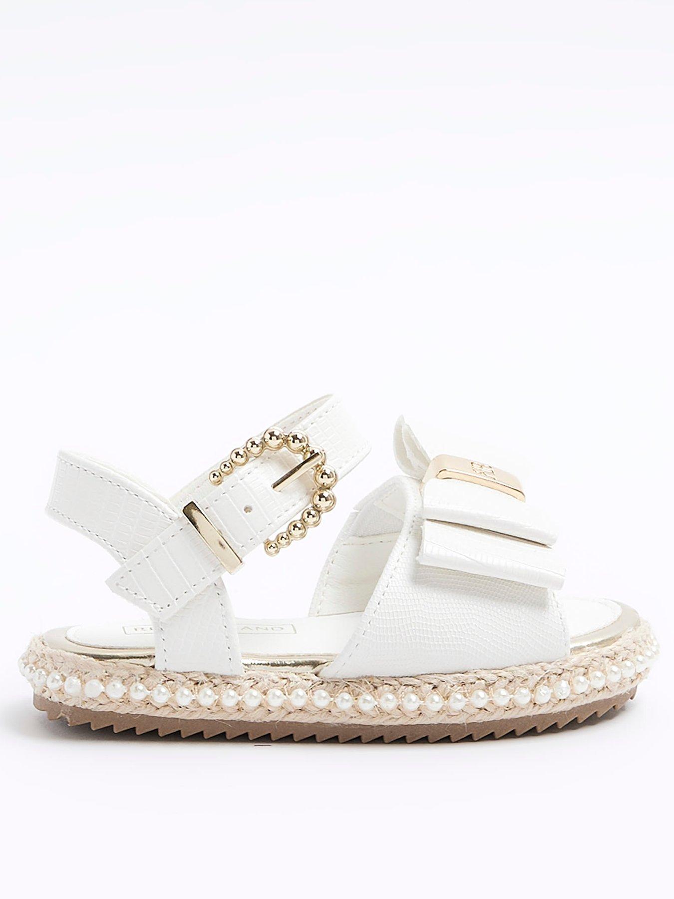 river-island-mini-mini-girls-pearl-trim-bow-sandals-white