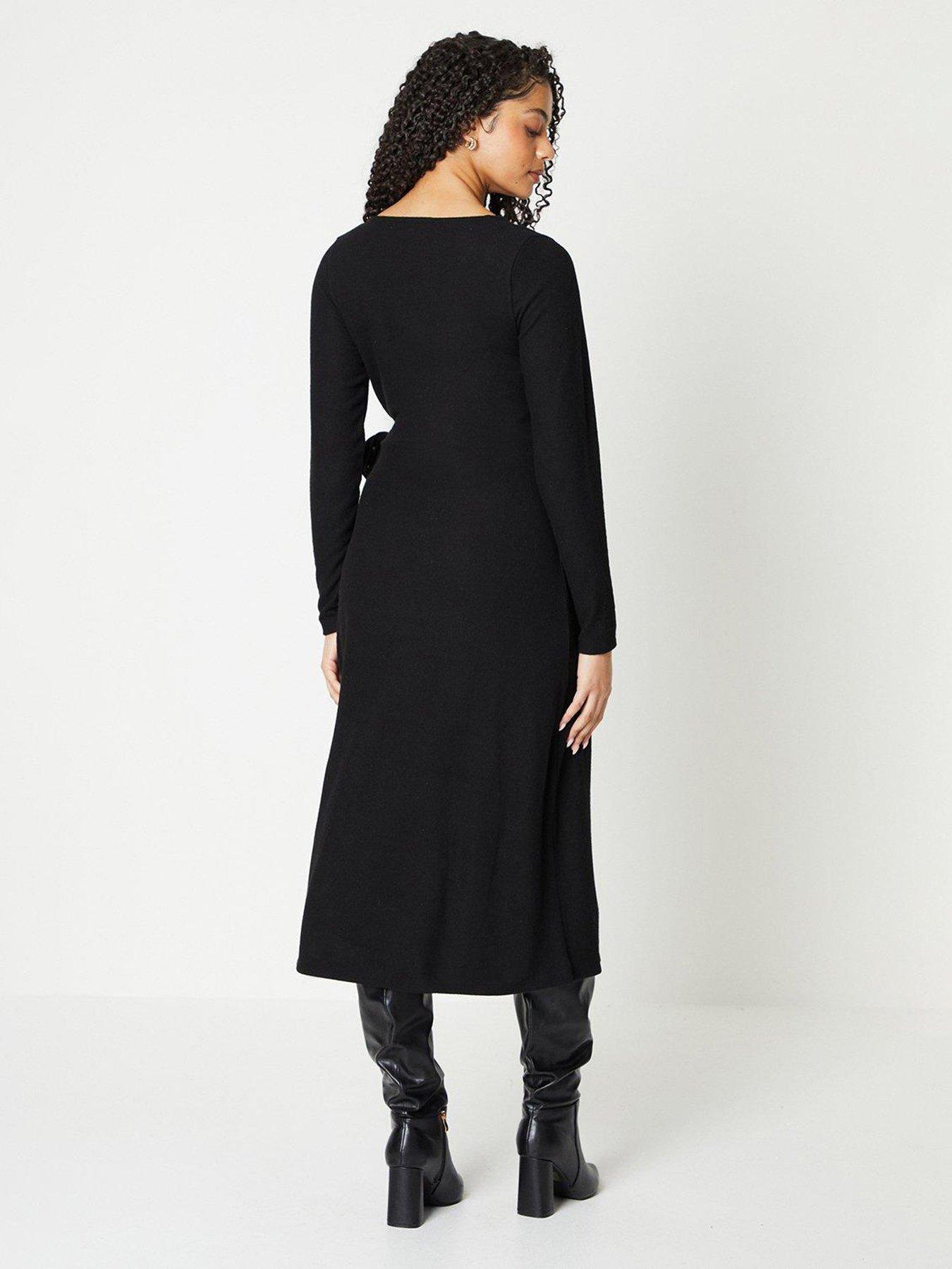 dorothy-perkins-soft-touch-midi-wrap-dress-blackstillFront