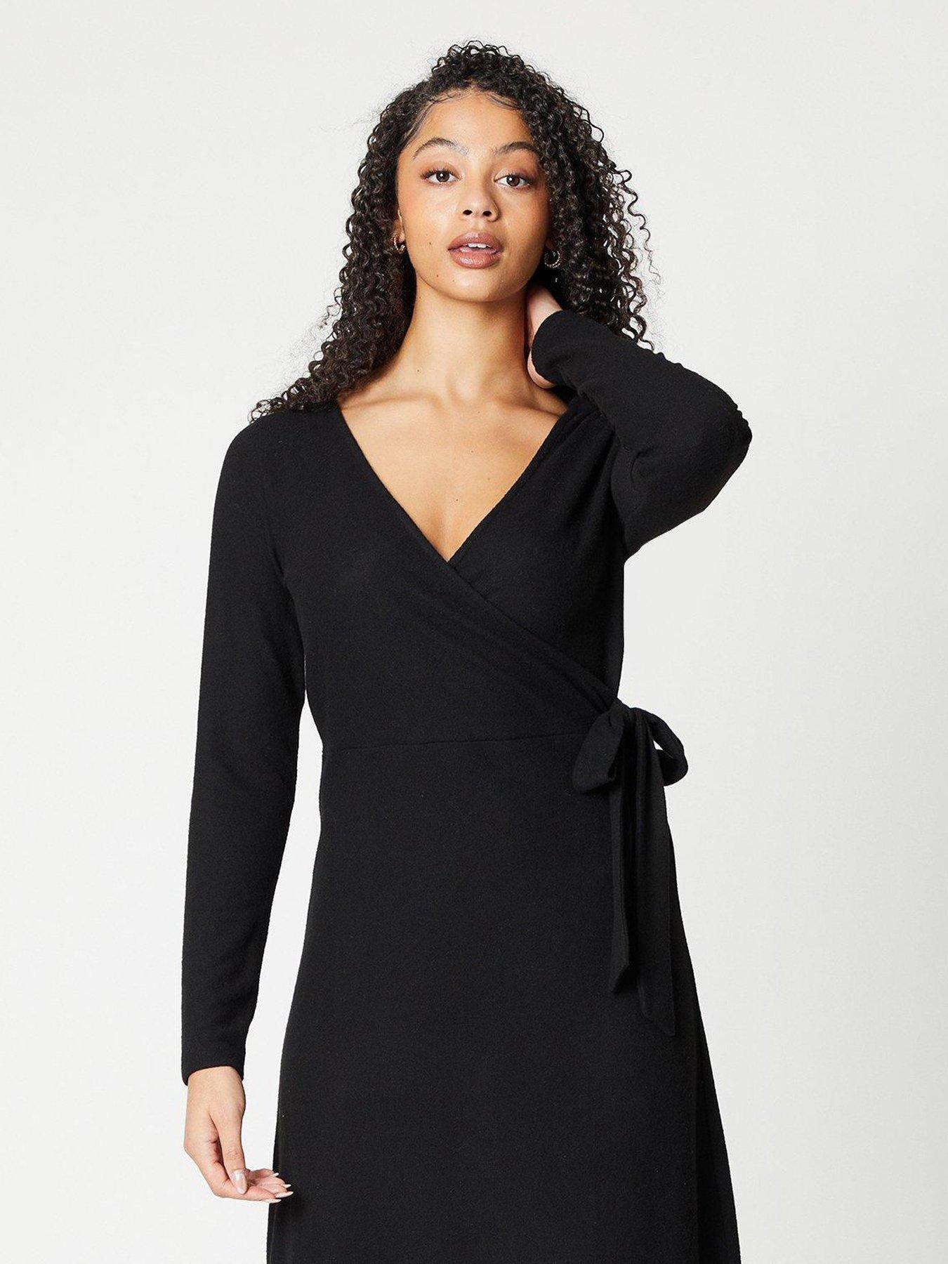 dorothy-perkins-soft-touch-midi-wrap-dress-blackback