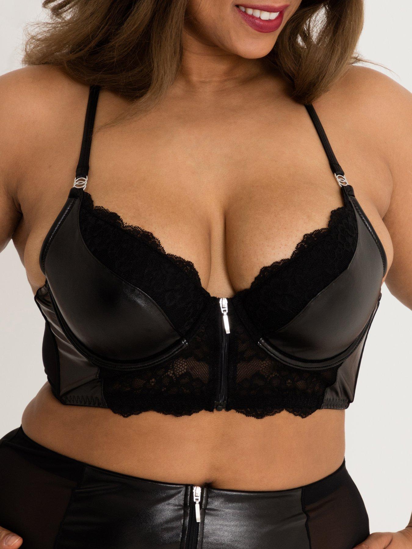 lovehoney-lovehoney-plus-size-fierce-wetlook-amp-lace-zip--up-bra-black