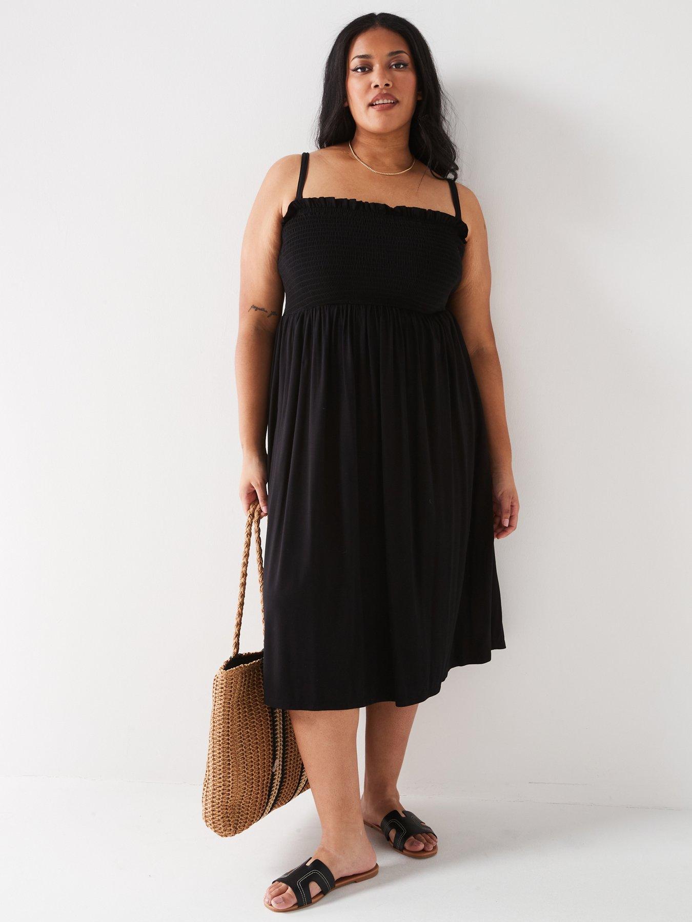 v-by-very-curve-bandeau-midi-dress-black