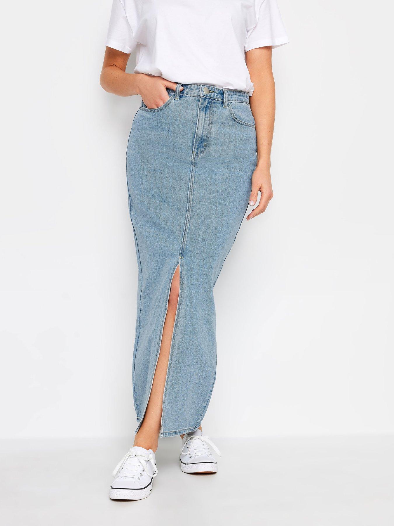 Long Tall Sally Long Tall Sally Denim Split Front Maxi Skirt