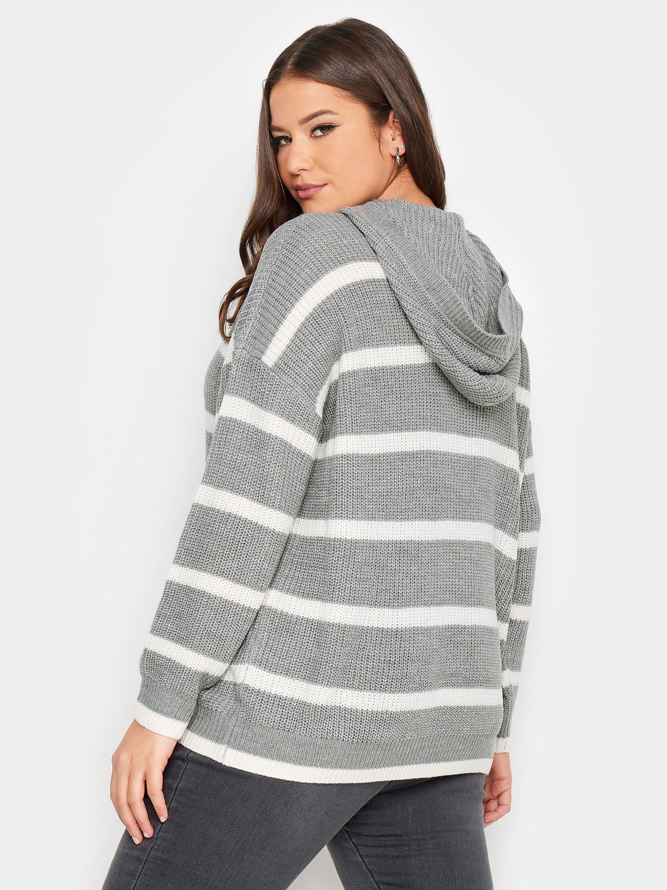 yours-yours-grey-stripe-hooded-jumperstillFront