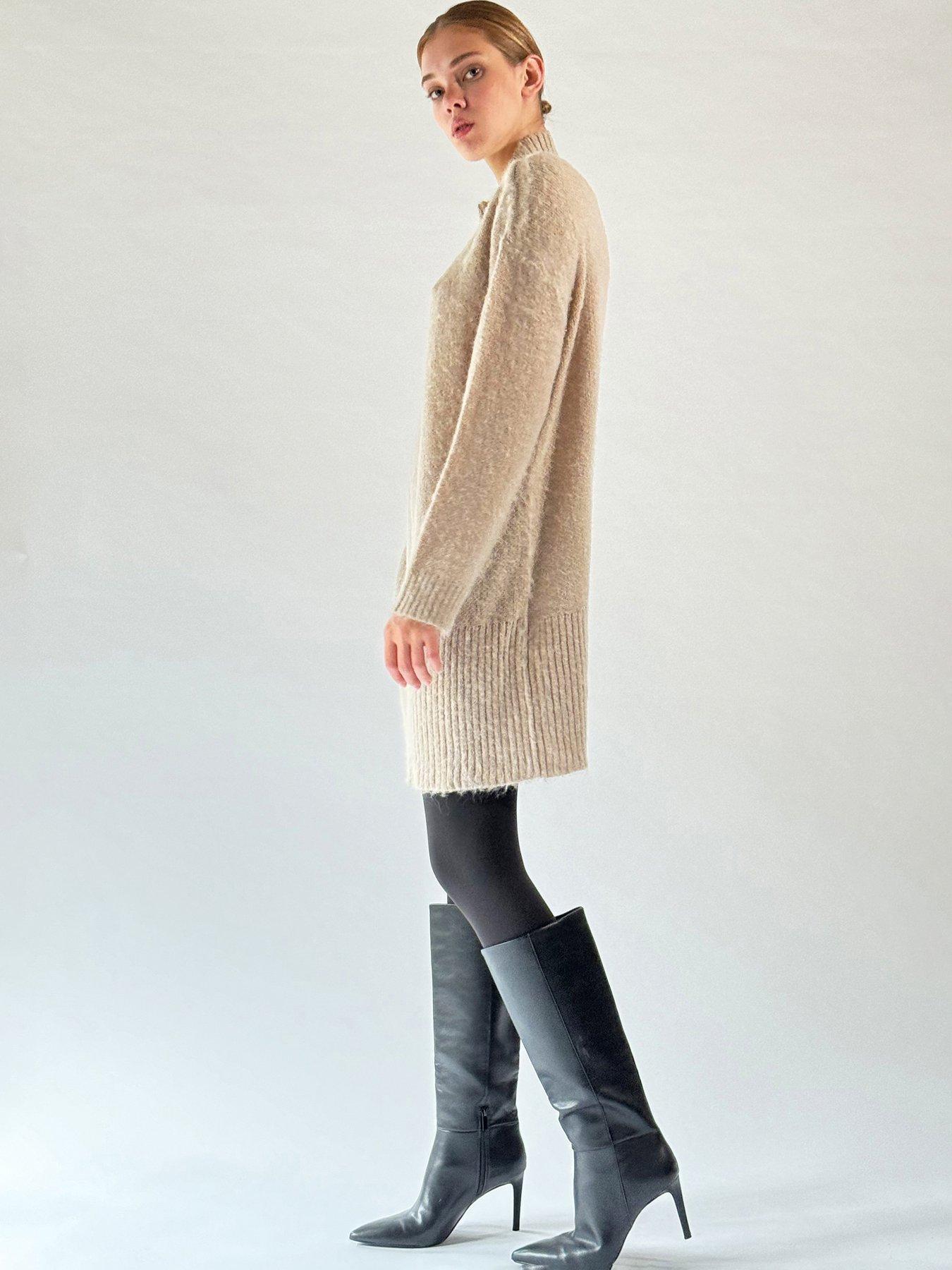 religion-oversized-lux-knitted-tunic-dress-with-high-neck-beigeoutfit