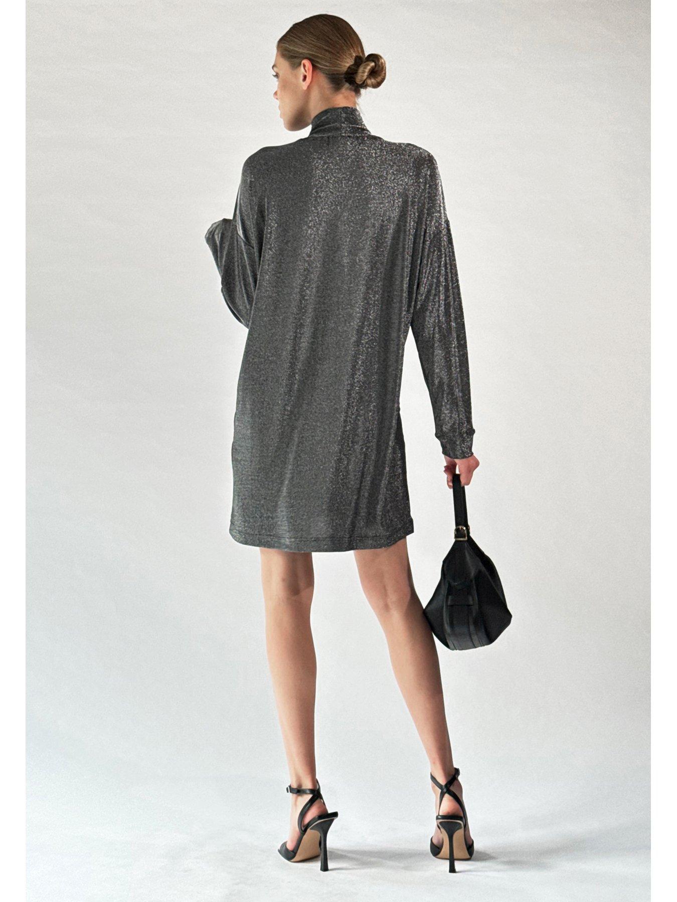 religion-long-sleeved-slinky-metallic-jersey-karla-tunic-dress-greystillFront