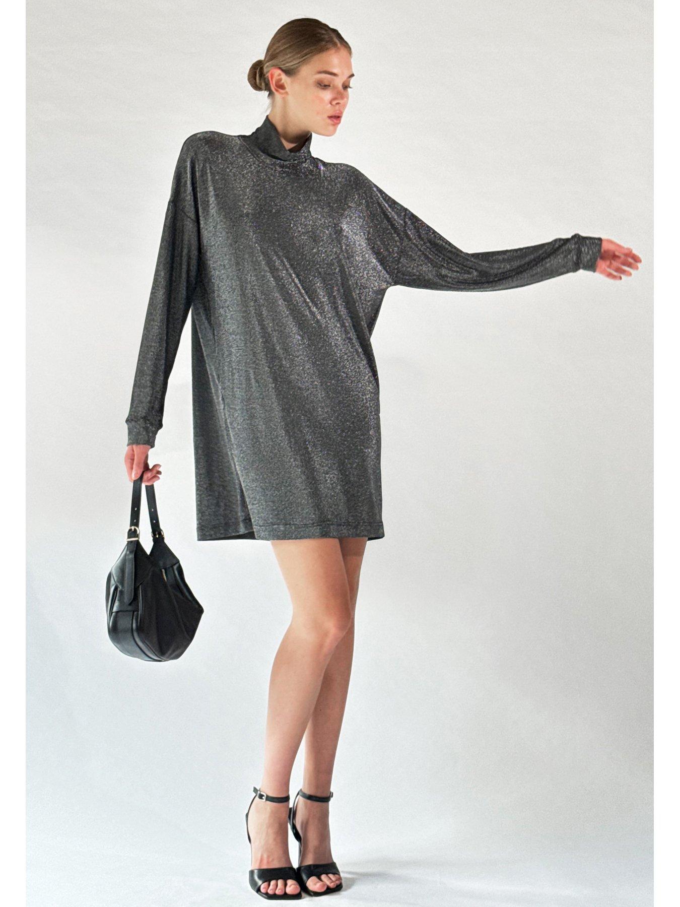 religion-long-sleeved-slinky-metallic-jersey-karla-tunic-dress-greyoutfit