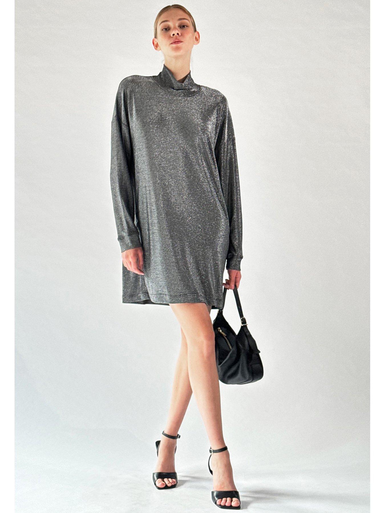 religion-long-sleeved-slinky-metallic-jersey-karla-tunic-dress-greydetail