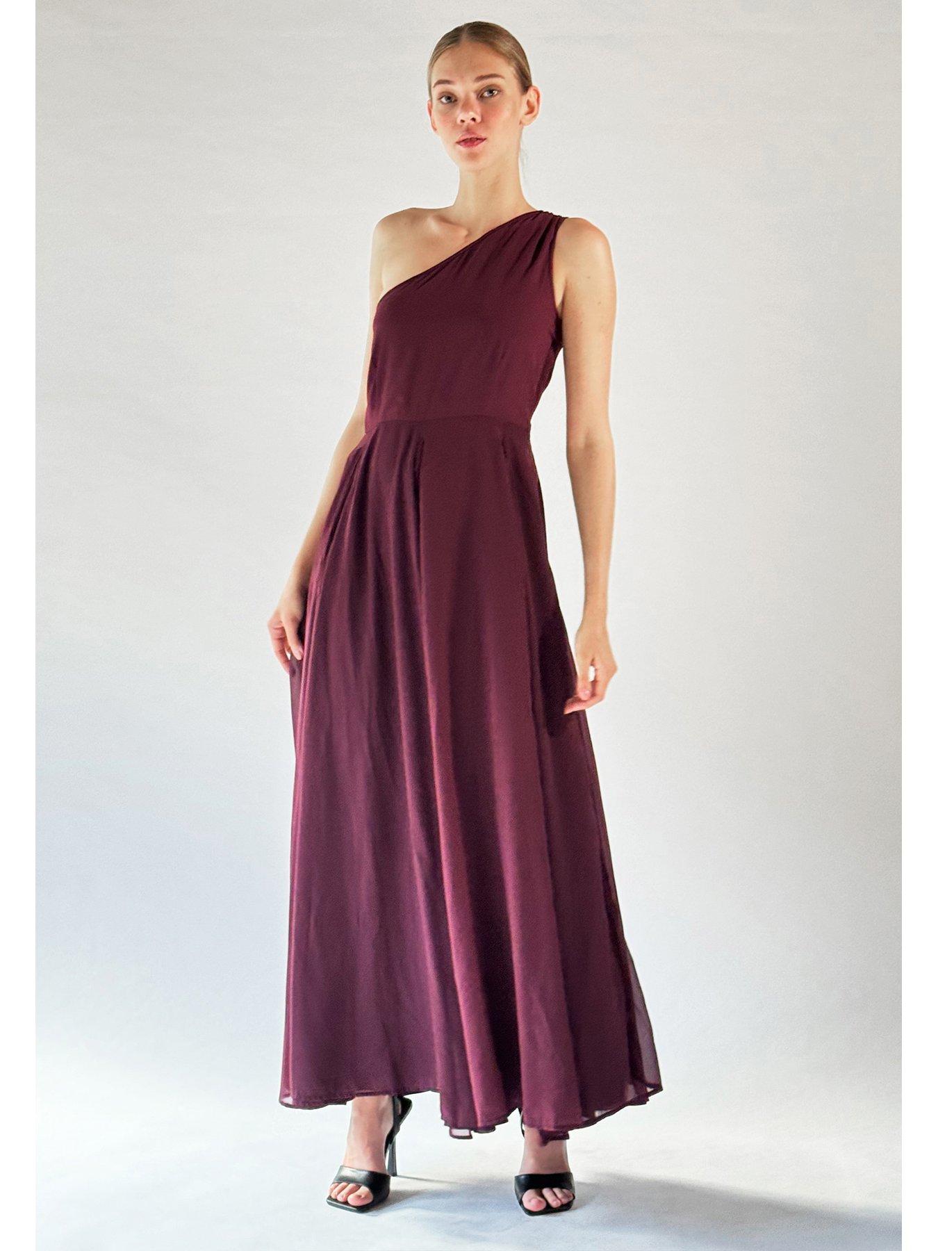 religion one shoulder maxi dress Religion One Shoulder Full Floaty Skirt Maxi Dress - Green