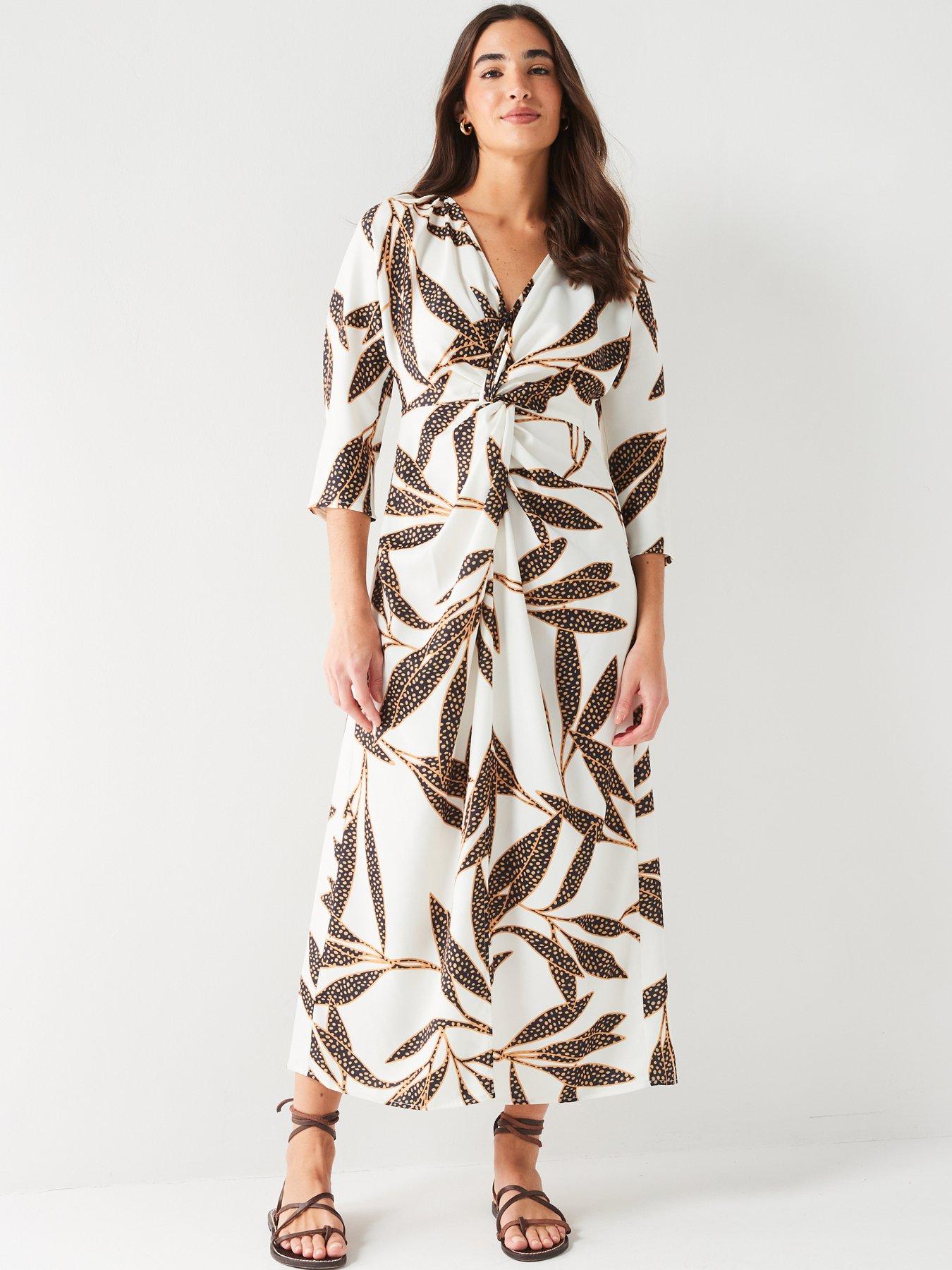 Image 3 of 6 of V by Very Twist Front Midi Dress - Print