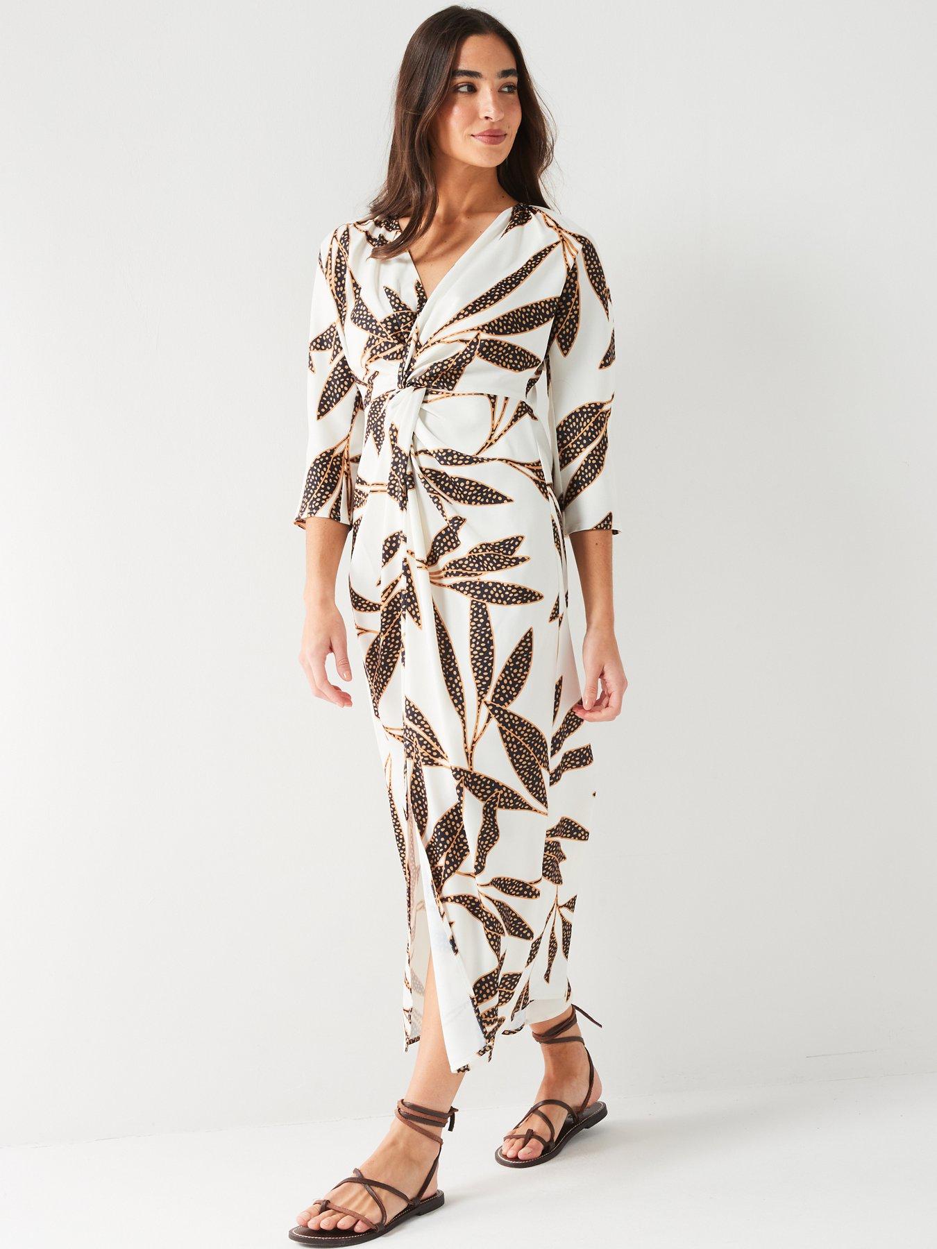 Image 4 of 6 of V by Very Twist Front Midi Dress - Print