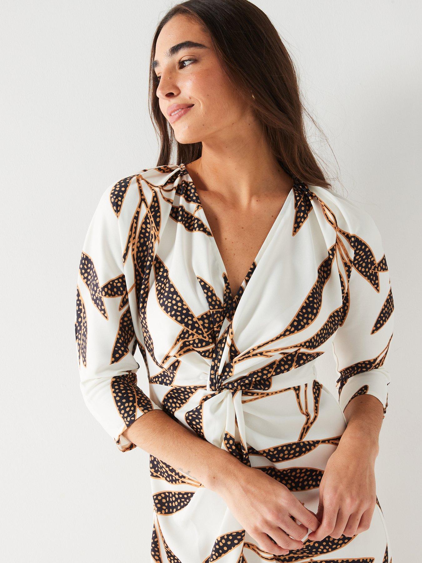 Image 5 of 6 of V by Very Twist Front Midi Dress - Print