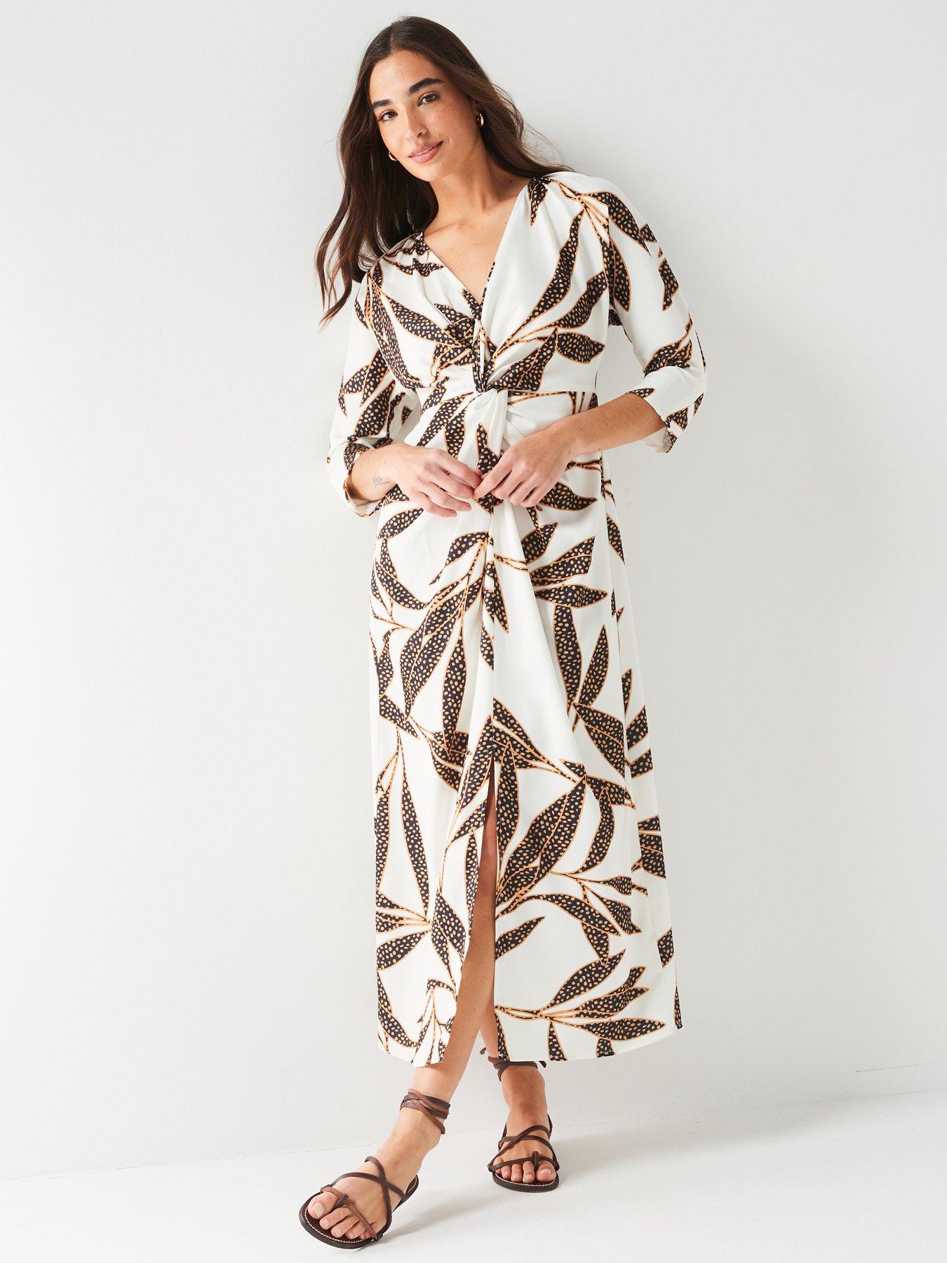 Image 6 of 6 of V by Very Twist Front Midi Dress - Print