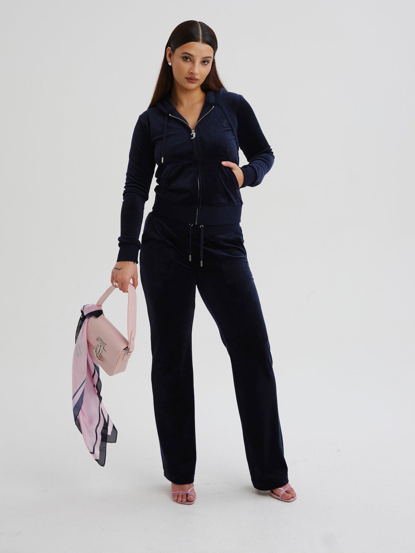 Navy Blue Black Juicy Tracksuit Bottoms Juicy Couture Straight Leg