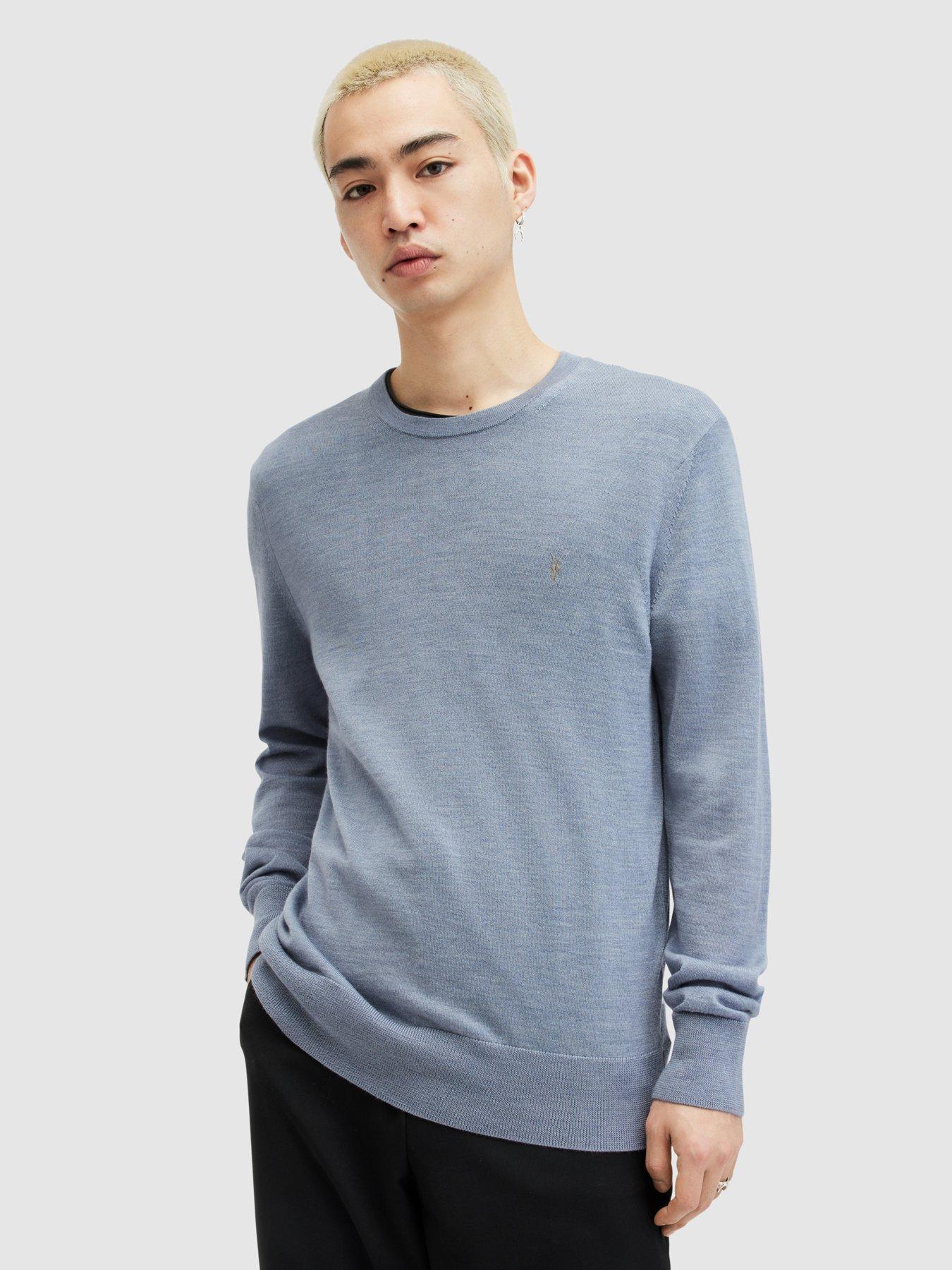 AllSaints Mode Merino Crew Knit Jumper Blue Very Ireland