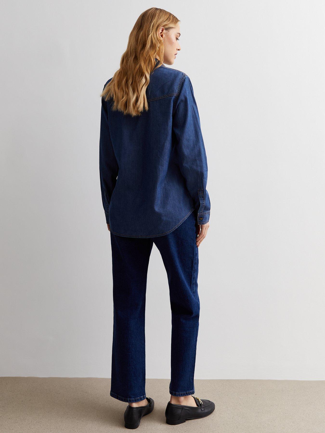 Image 2 of 4 of New Look Long Sleeve Lightweight Denim Shirt - Blue
