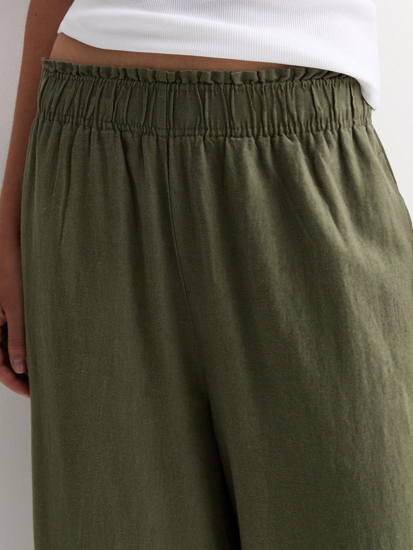 new-look-khaki-linen-blend-crop-wide-leg-trousersoutfit