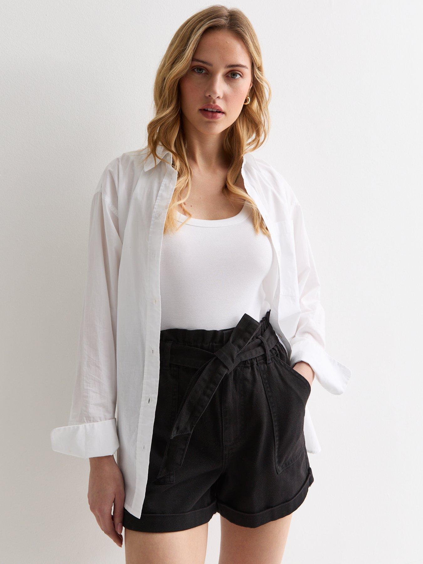 new-look-black-high-waist-paperbag-shortsfront