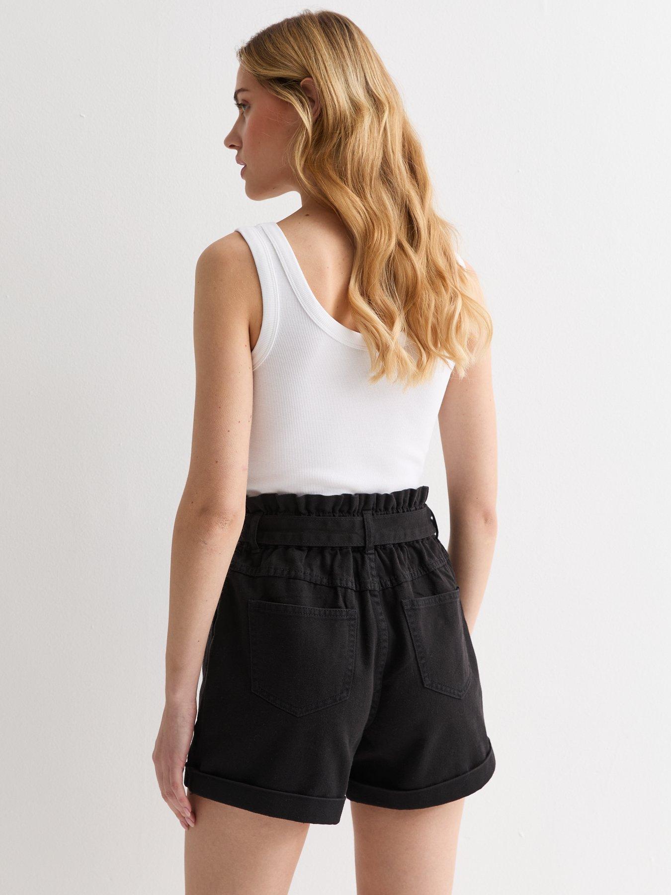 new-look-black-high-waist-paperbag-shortsstillFront