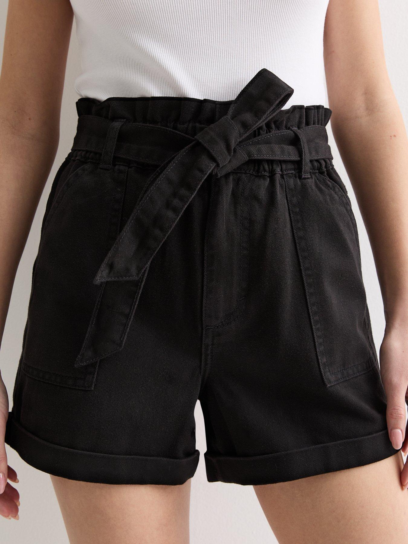 new-look-black-high-waist-paperbag-shortsoutfit