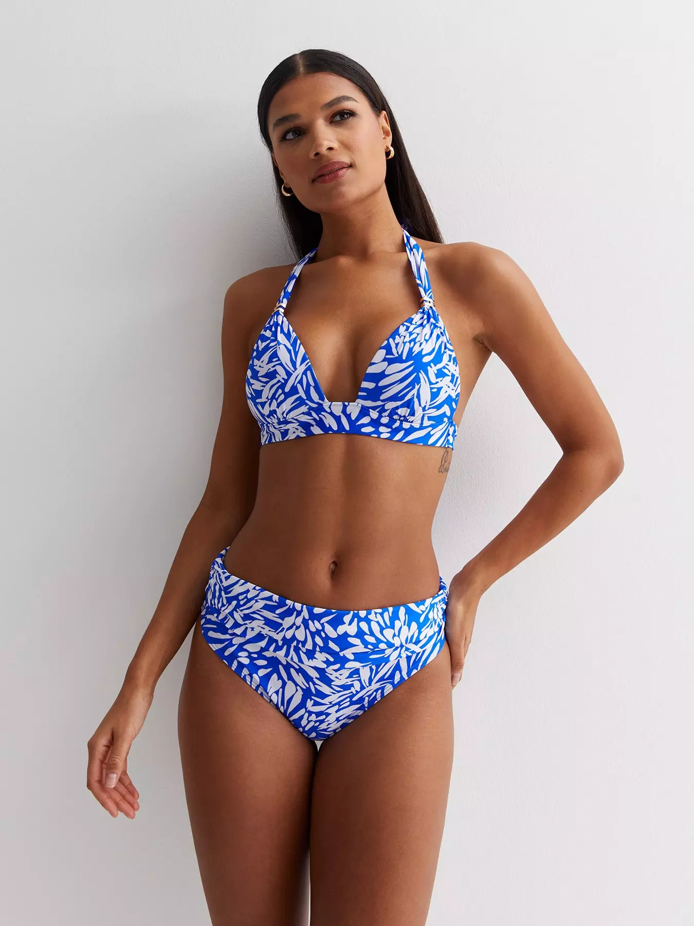 Tommy Hilfiger BLUE Essential Stripe Fold-Over Bikini Swim Bottom, US Medium  