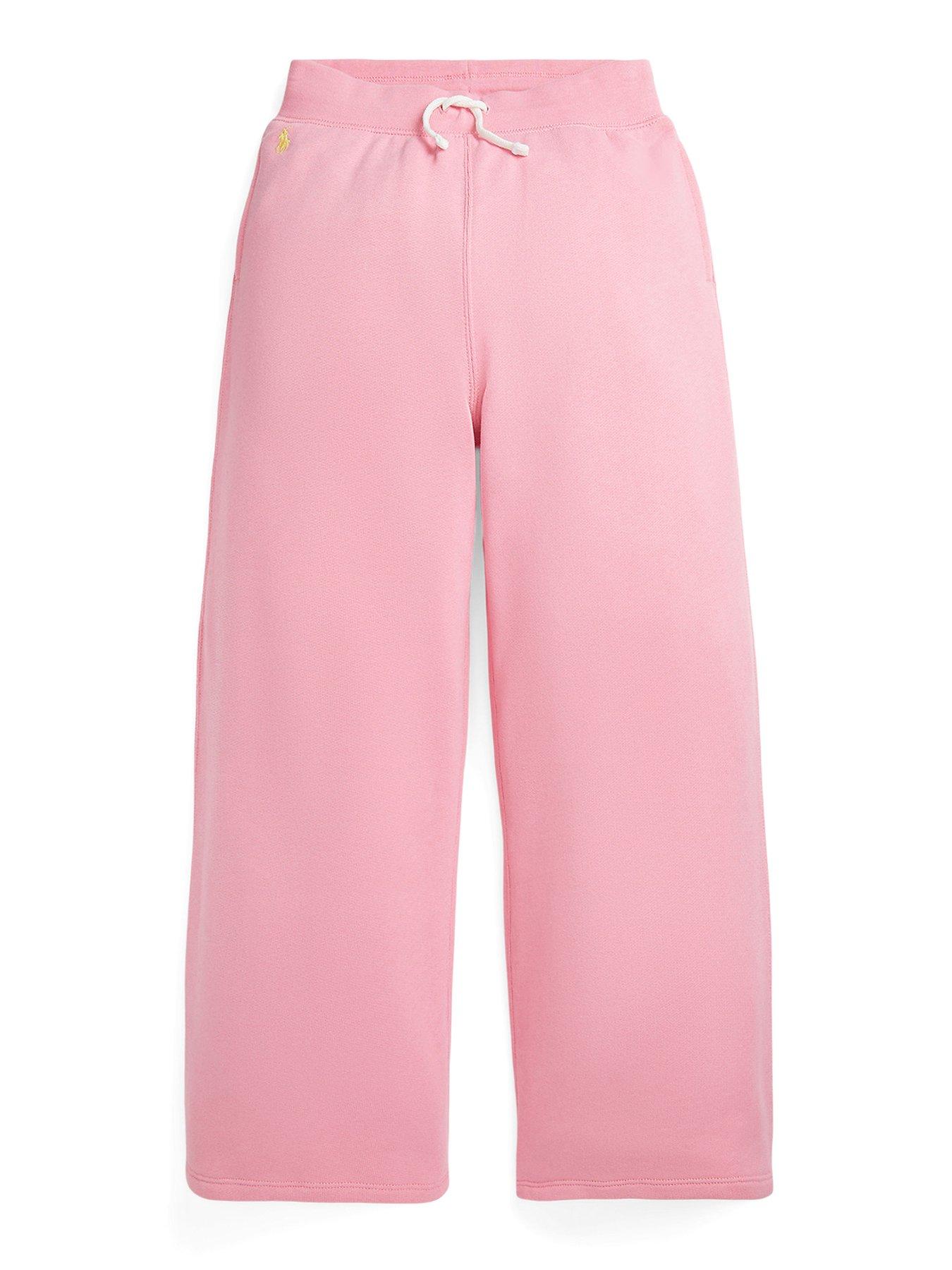 Image 1 of 2 of Polo Ralph Lauren Girls Wide Leg Jog Pants - Florida Pink